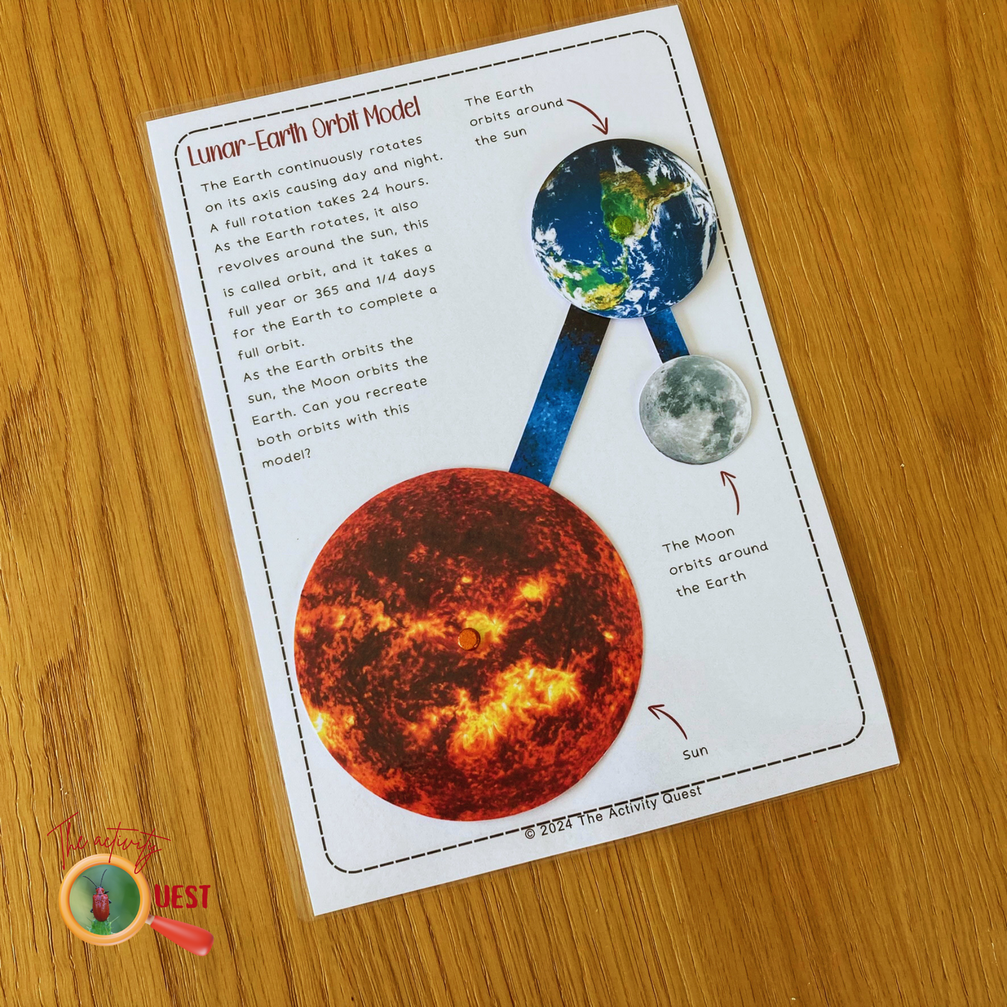 Lunar-Earth Orbit Model Printable, INSTANT DOWNLOAD PDF