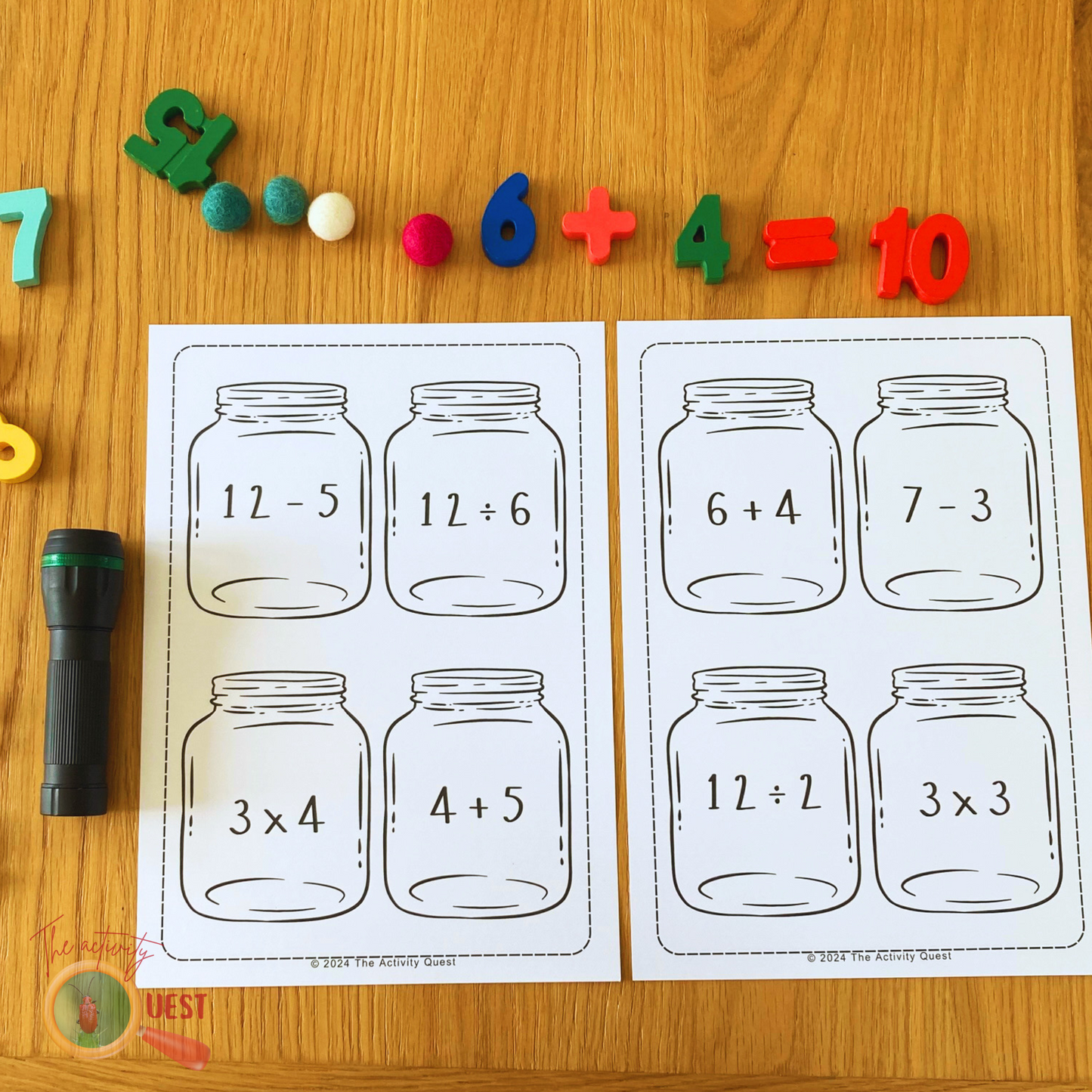 Fireflies Jars Math Activity, Simple Operation Skills Printable, INSTANT DOWNLOAD PDF