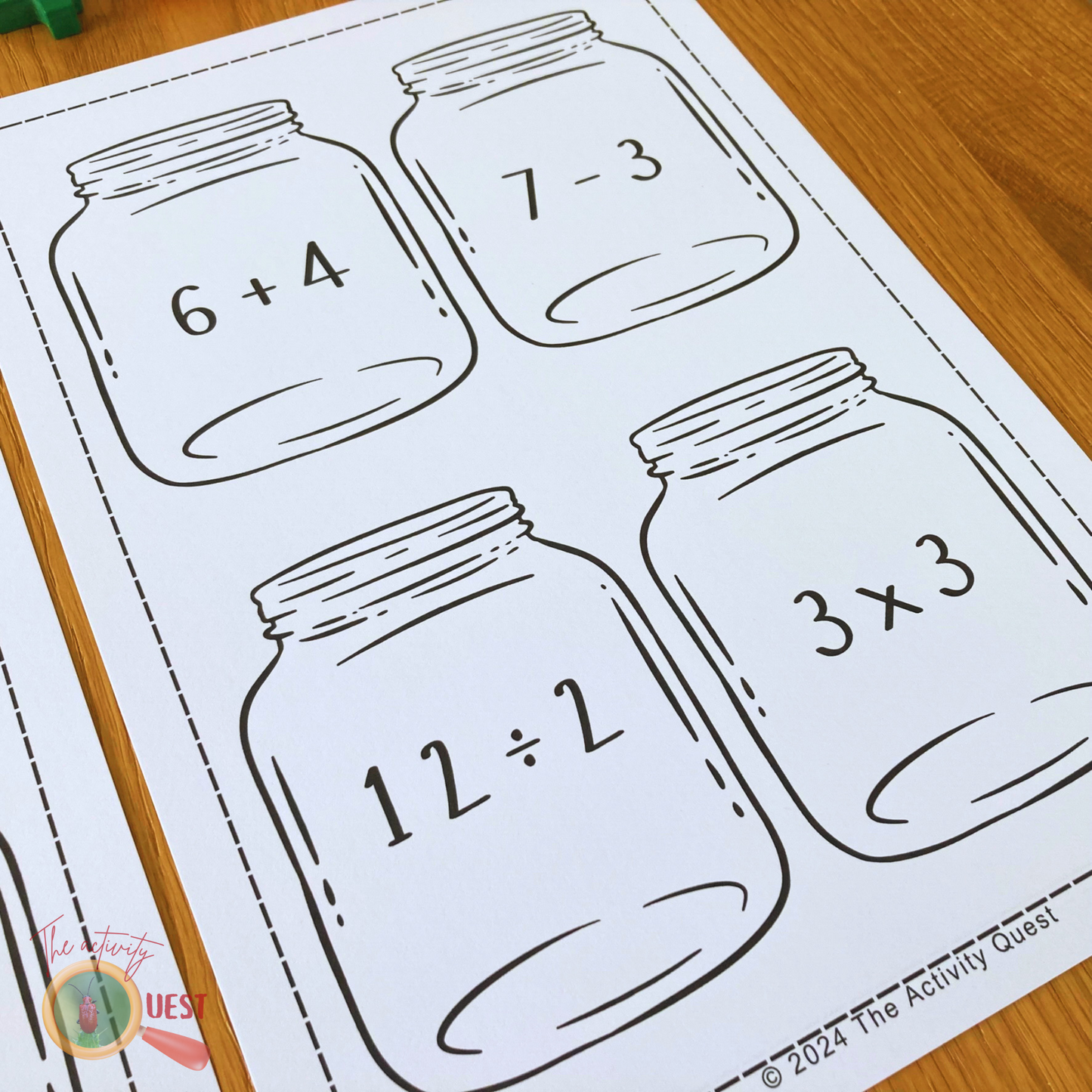 Fireflies Jars Math Activity, Simple Operation Skills Printable, INSTANT DOWNLOAD PDF