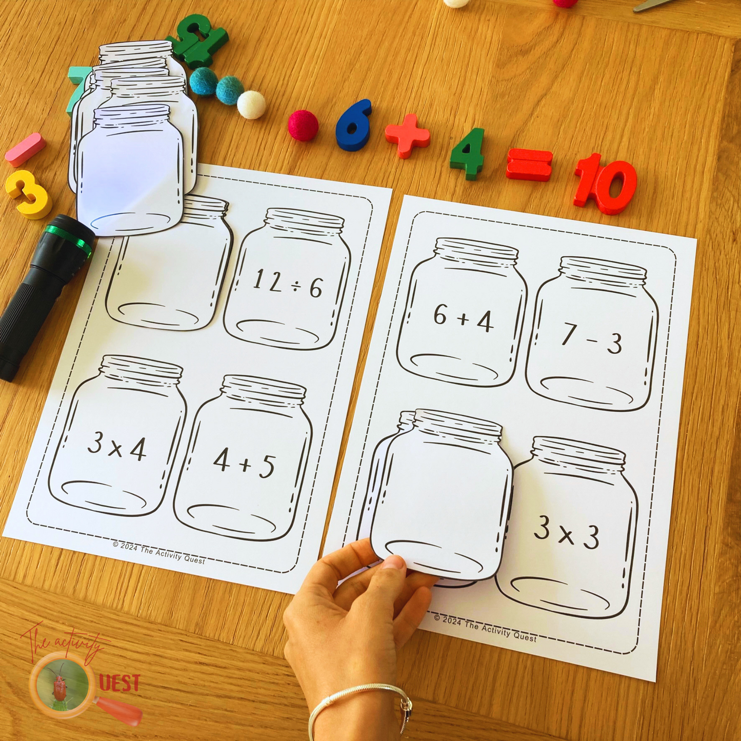 Fireflies Jars Math Activity, Simple Operation Skills Printable, INSTANT DOWNLOAD PDF