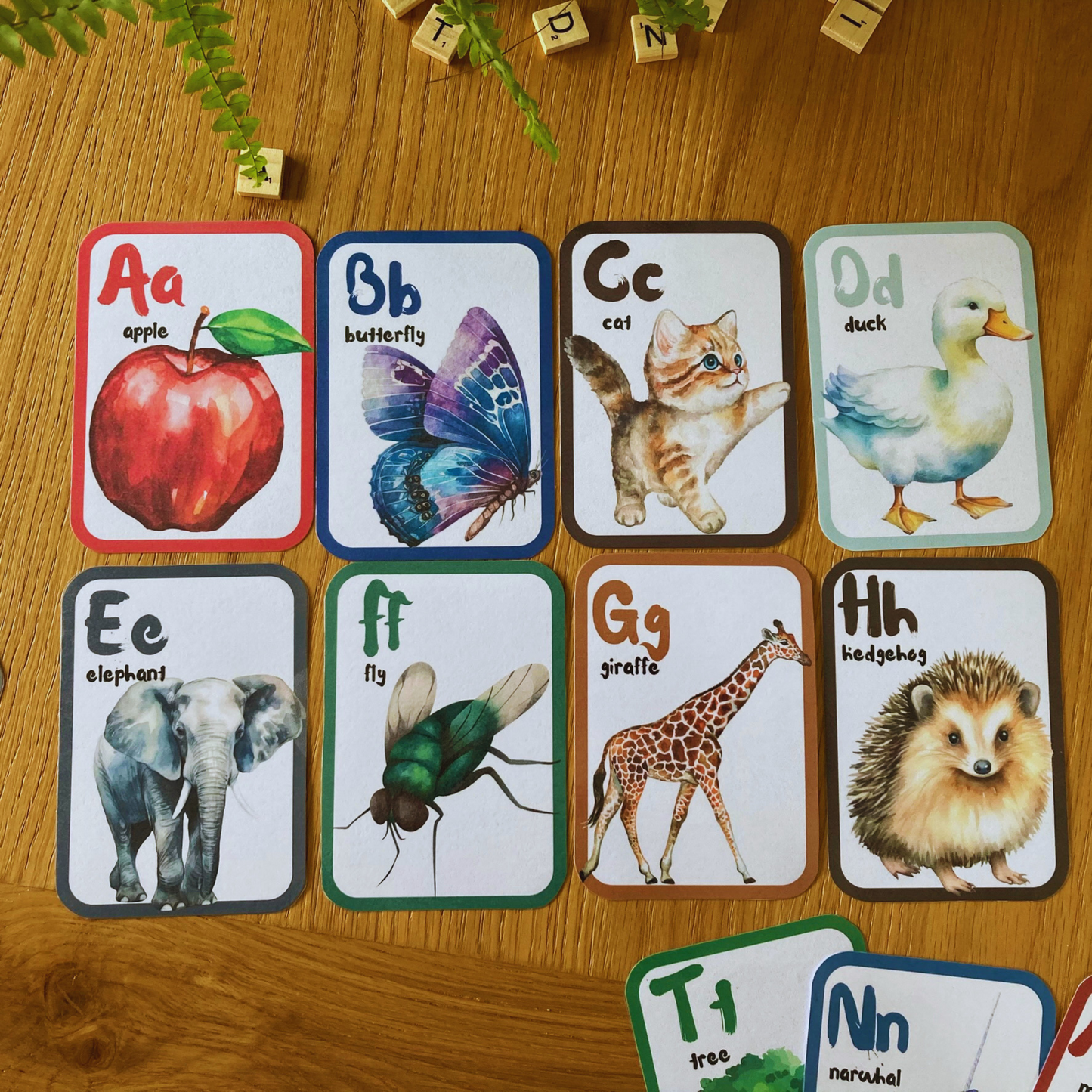 Alphabet Flashcards, Watercolor Nature ABC Cards, INSTANT DOWNLOAD PDF