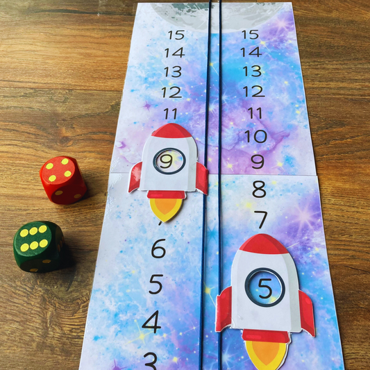 Rocket Race Game Printable, Early Math Skills for Kids, INSTANT DOWNLOAD PDF