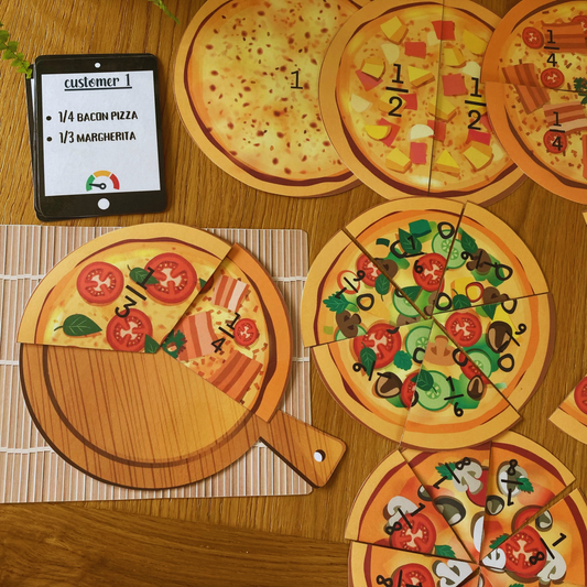 Pizza Fractions Math Pretend Play Activity, INSTANT DOWNLOAD PDF