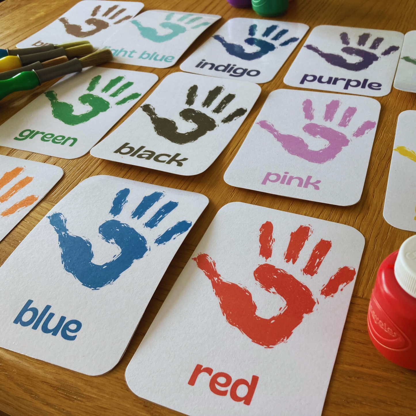 12 Color Flashcards, Hand Stamps Cards for Kids, INSTANT DOWNLOAD PDF