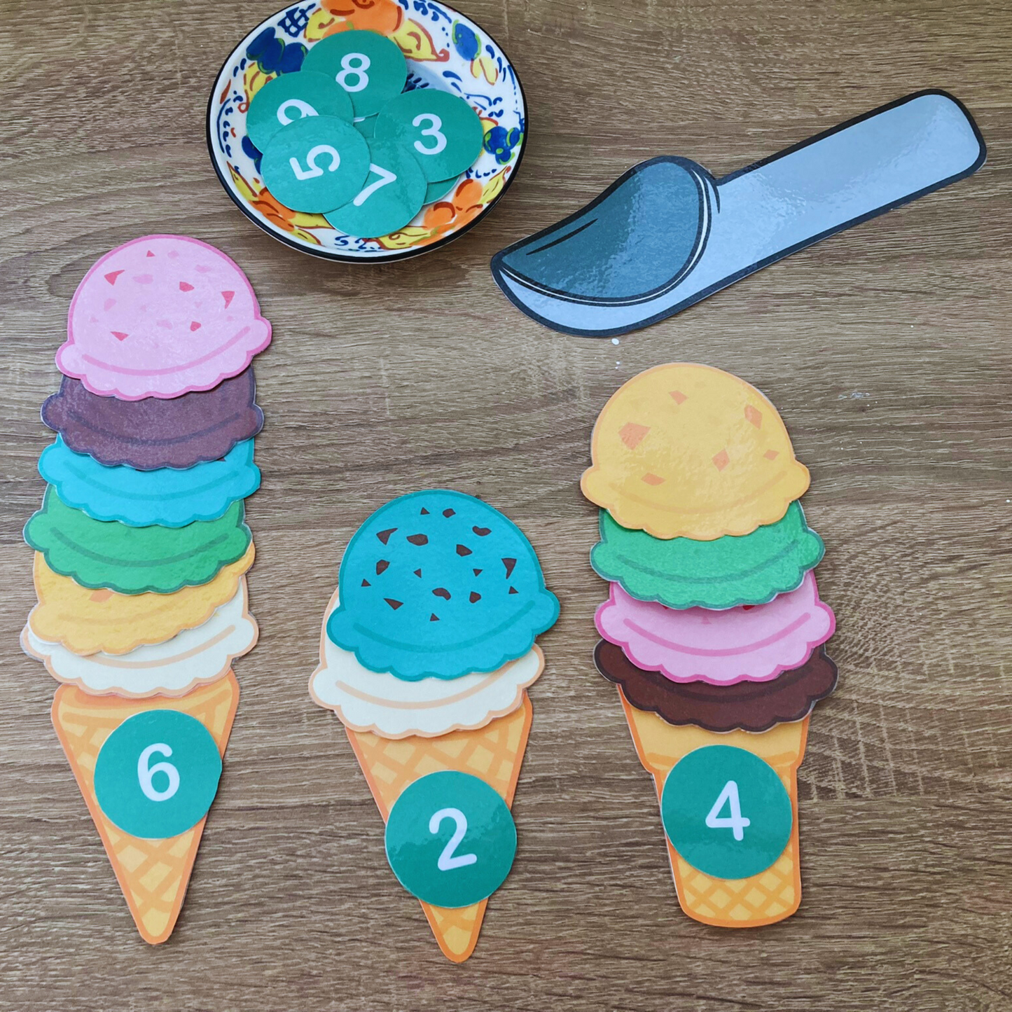 Ice Cream Building and Counting Activity, Pretend Play Games, INSTANT DOWNLOAD PDF