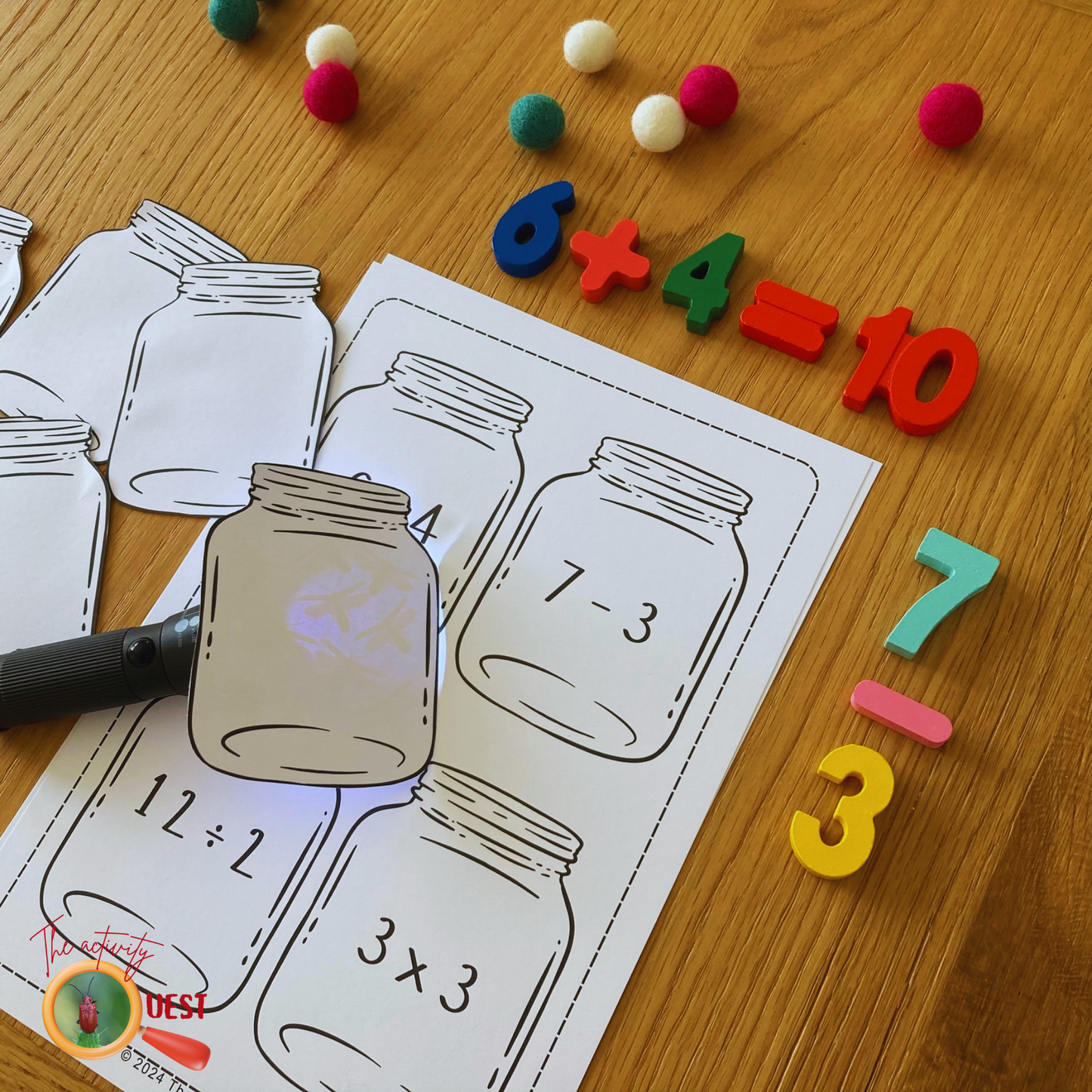 Fireflies Jars Math Activity, Simple Operation Skills Printable, INSTANT DOWNLOAD PDF