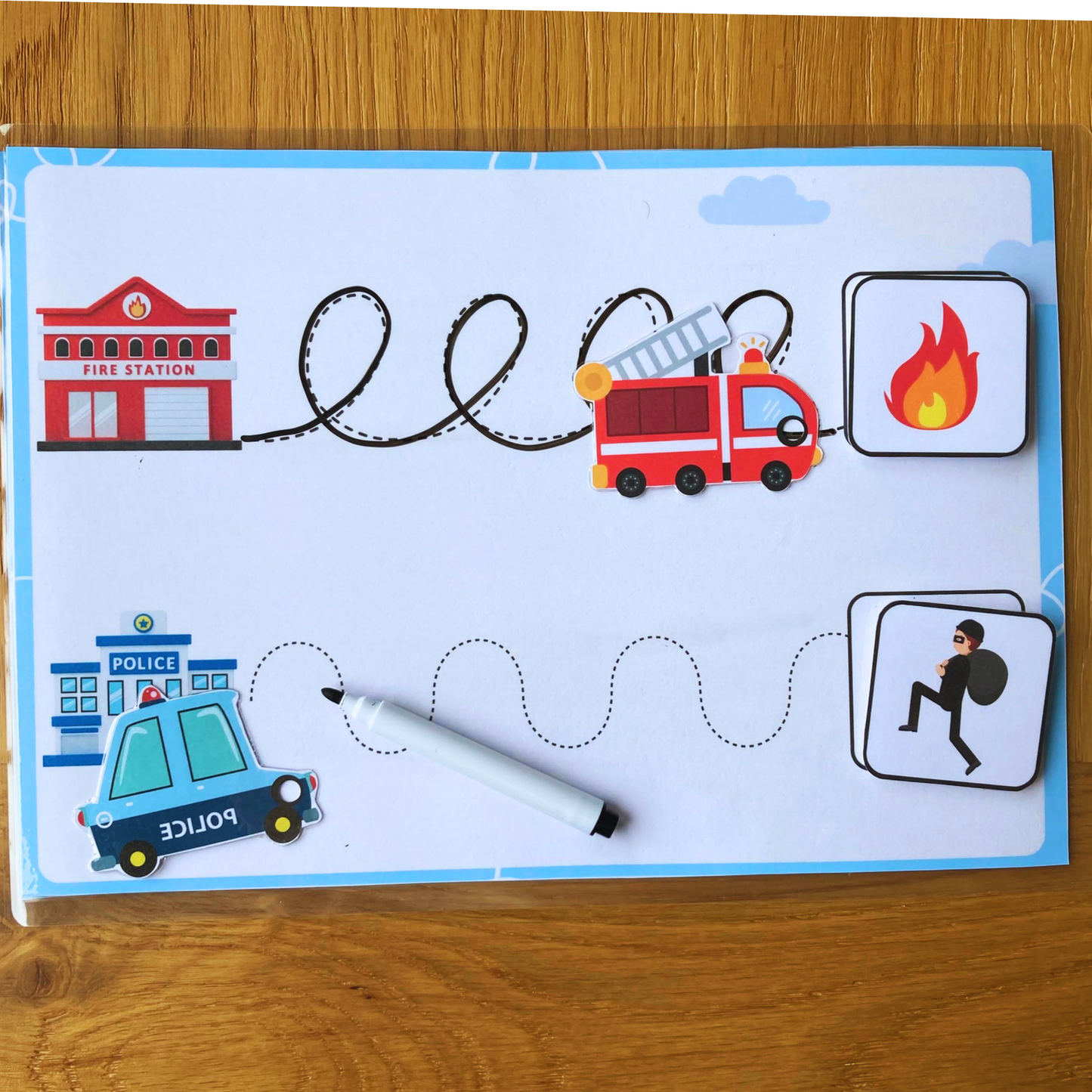 Community Vehicles Tracing Practice Printable, Writing Skills, INSTANT DOWNLOAD PDF