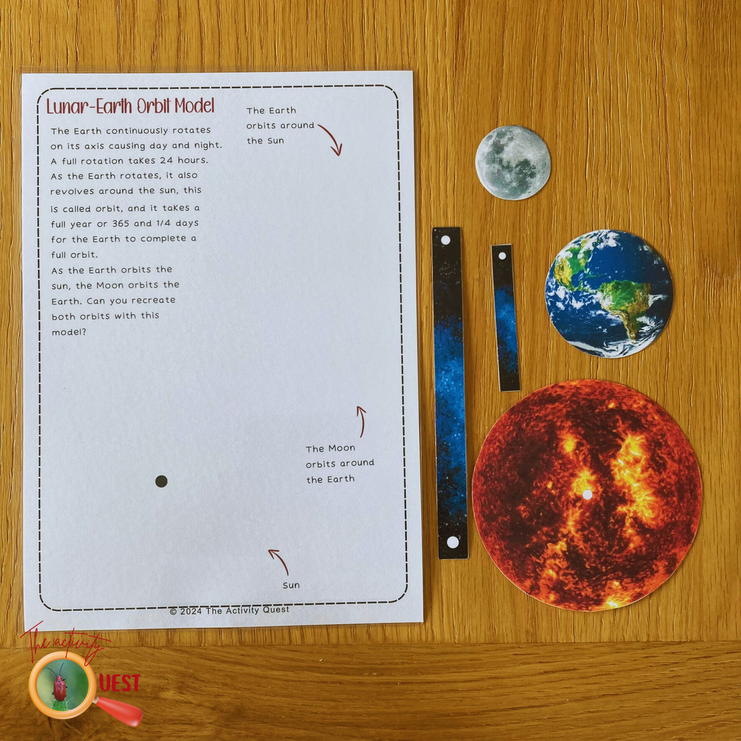 Lunar-Earth Orbit Model Printable, INSTANT DOWNLOAD PDF