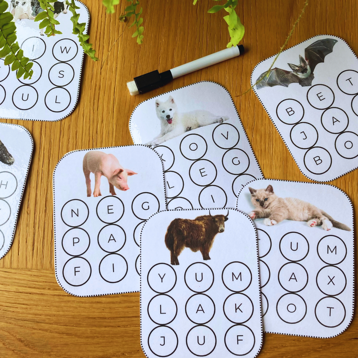 10 CVC Animal Words Cards, INSTANT DOWNLOAD pdf