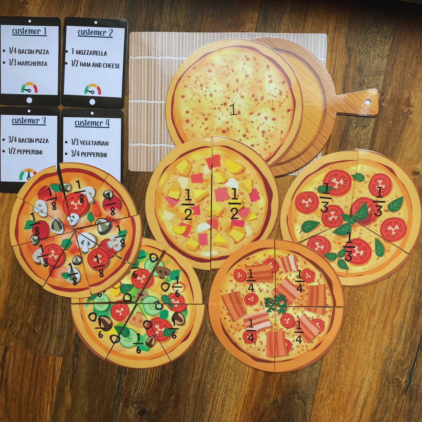 Pizza Fractions Math Pretend Play Activity, INSTANT DOWNLOAD PDF