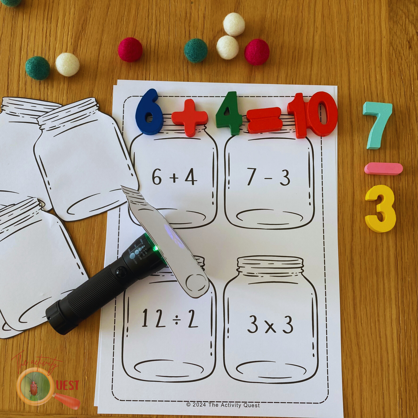 Fireflies Jars Math Activity, Simple Operation Skills Printable, INSTANT DOWNLOAD PDF