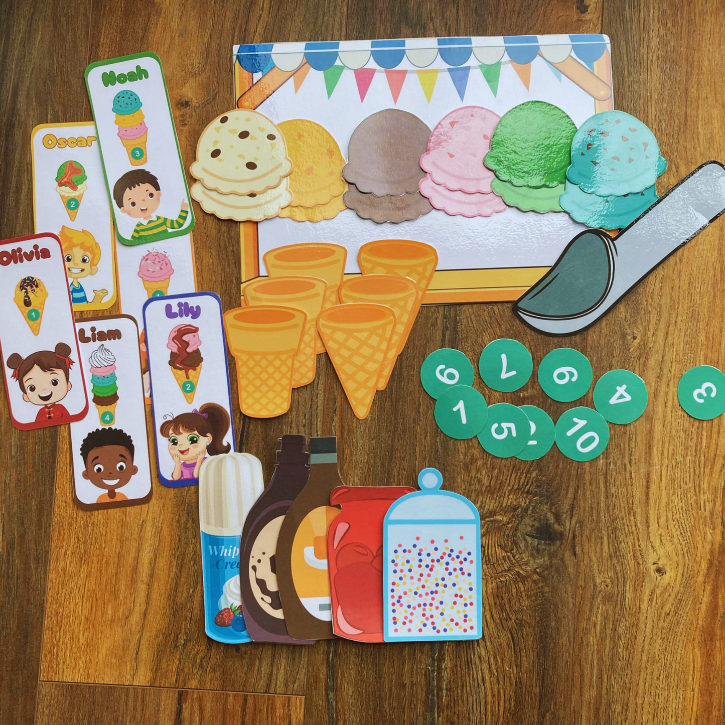 Ice Cream Building and Counting Activity, Pretend Play Games, INSTANT DOWNLOAD PDF