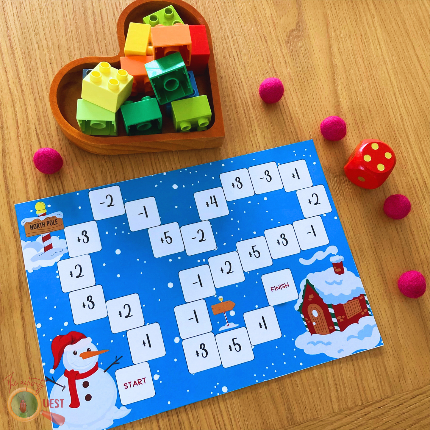 CHRISTMAS Building Blocks Printable Game, Addition and Subtraction Math Activity for Kids, INSTANT DOWNLOAD PDF