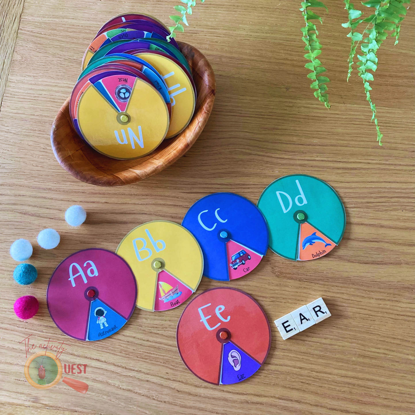 Alphabet Beginning Sounds Small Wheels Printable, INSTANT DONWLOAD PDF