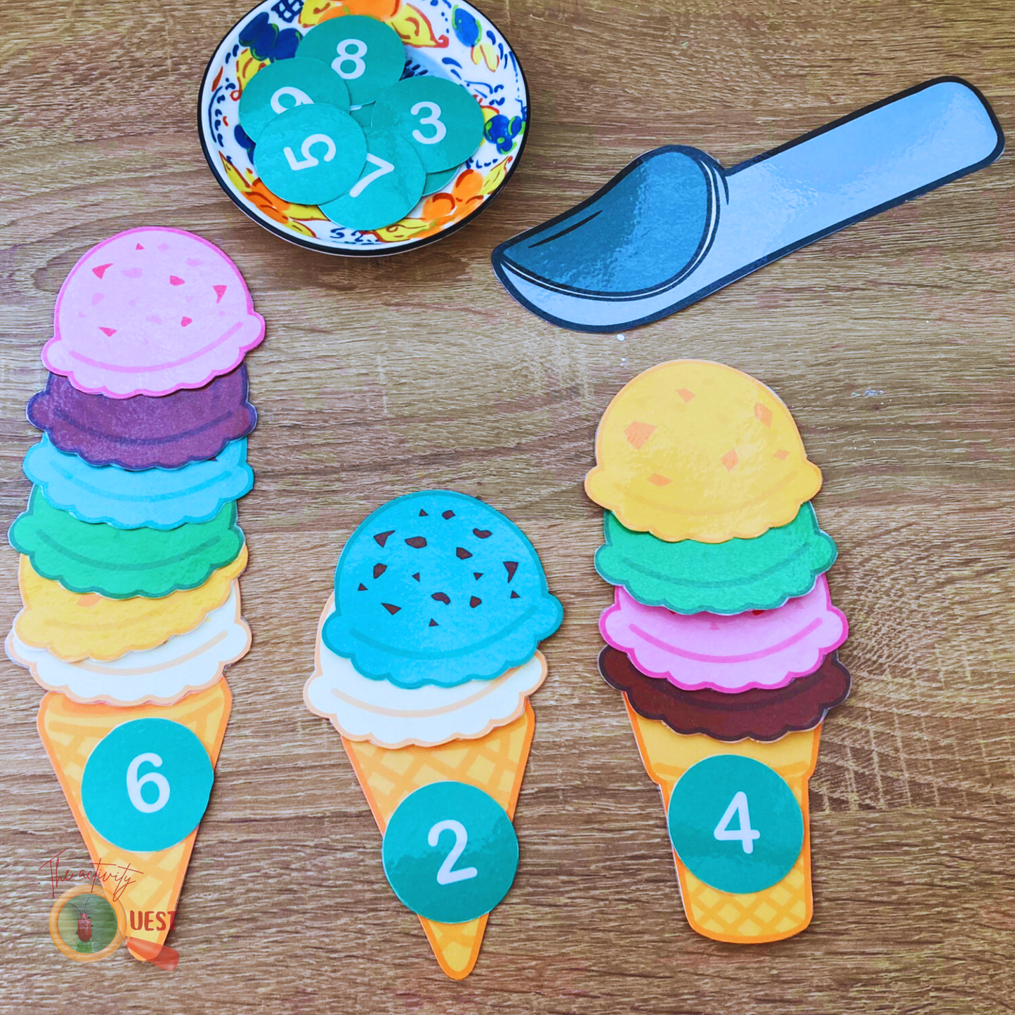 Ice Cream Building and Counting Activity, Pretend Play Games, INSTANT DOWNLOAD PDF