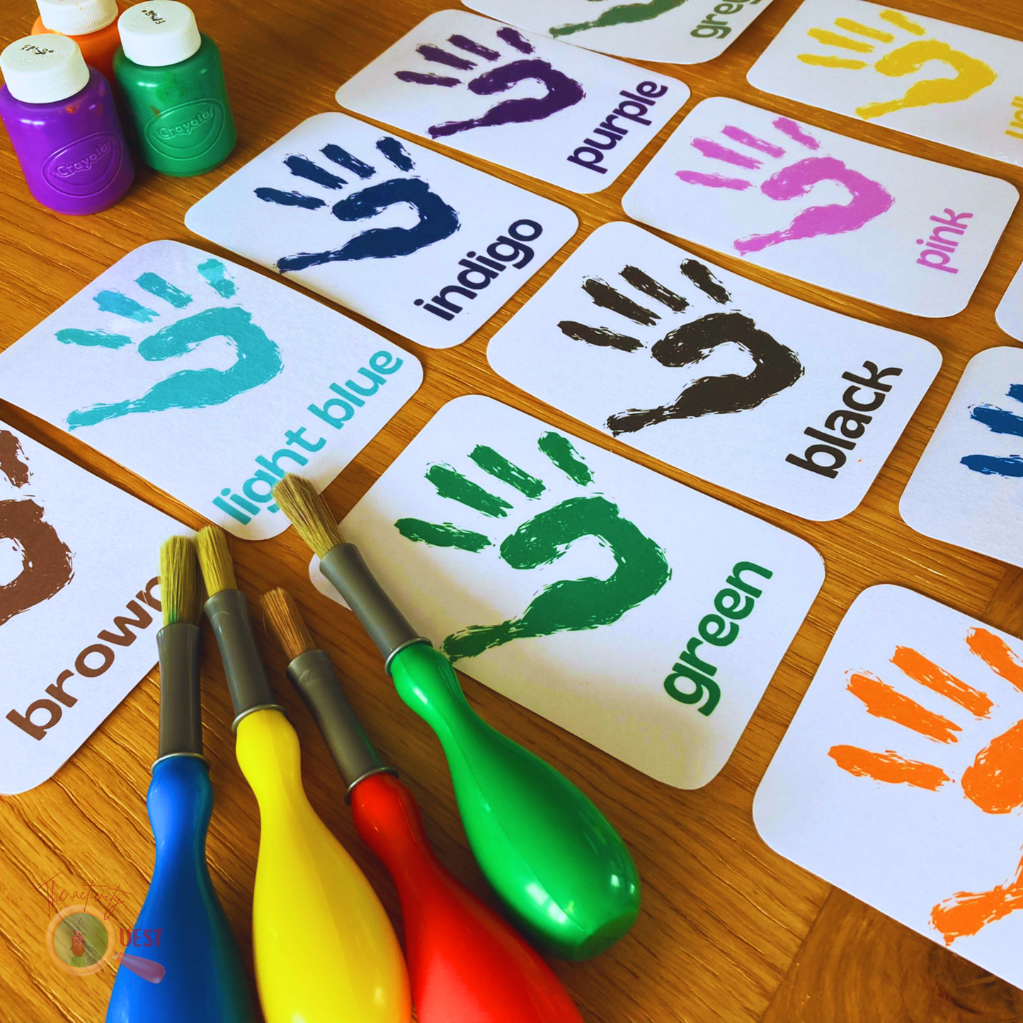 12 Color Flashcards, Hand Stamps Cards for Kids, INSTANT DOWNLOAD PDF