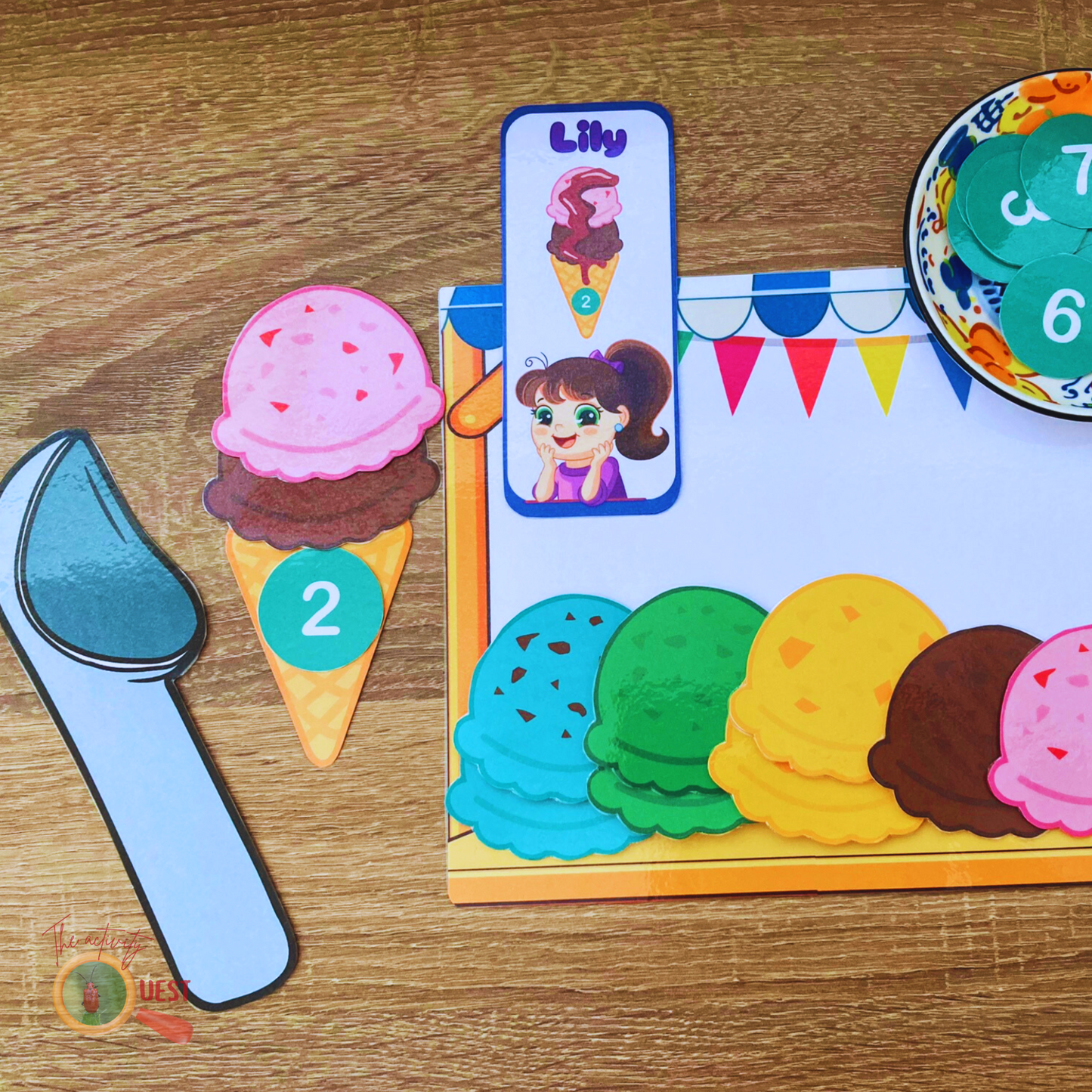 Ice Cream Building and Counting Activity, Pretend Play Games, INSTANT DOWNLOAD PDF