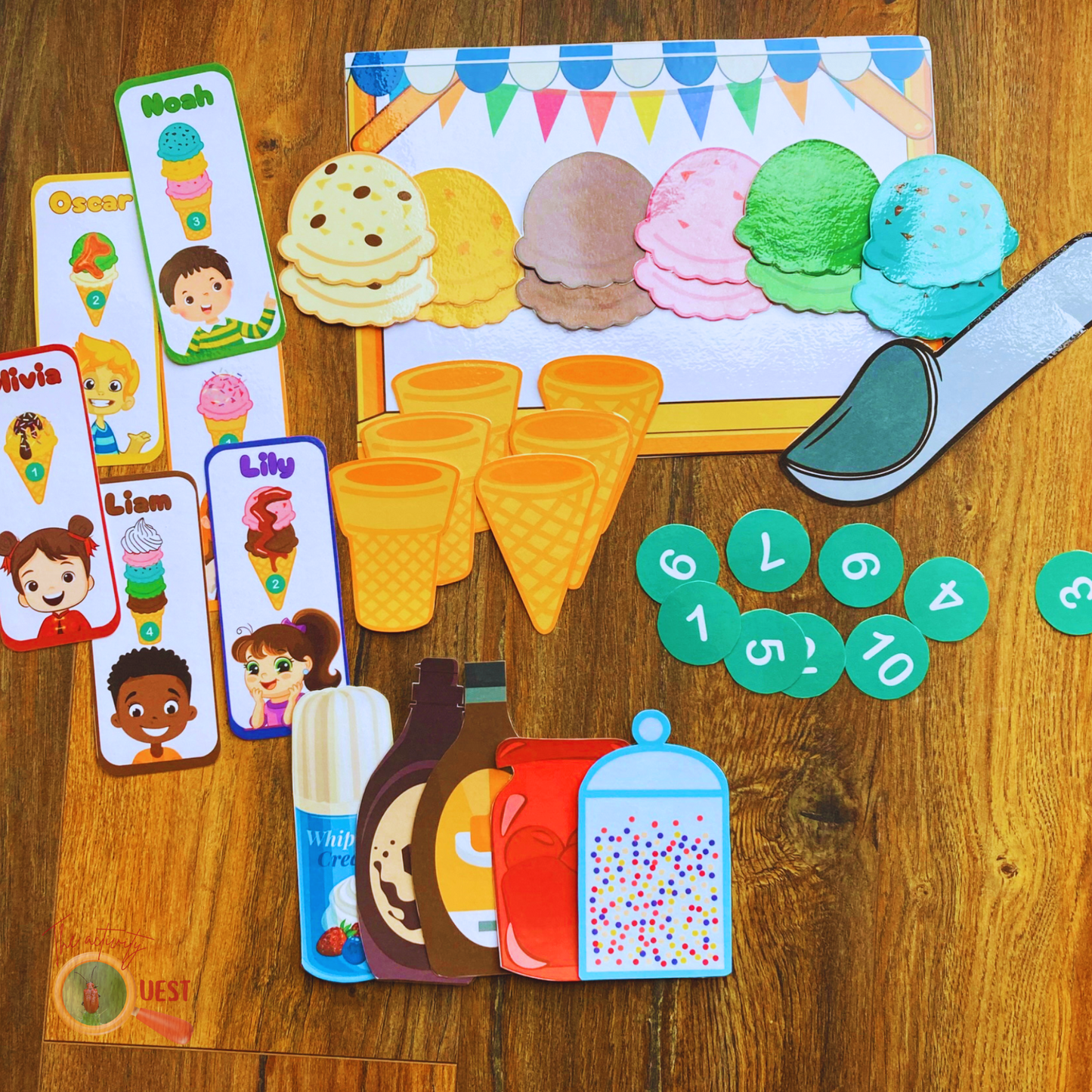 Ice Cream Building and Counting Activity, Pretend Play Games, INSTANT DOWNLOAD PDF