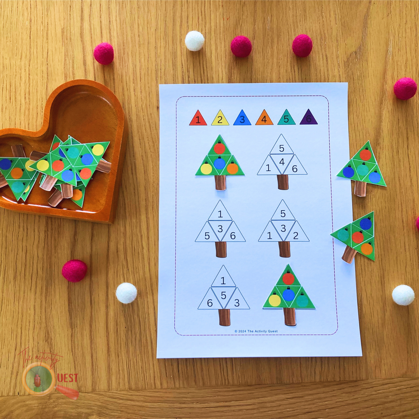 Christmas Tree Bauble Color and Number Matching Activity for Kids, Logical Thinking and Early Math Skills for Children, INSTANT DOWNLOAD PDF