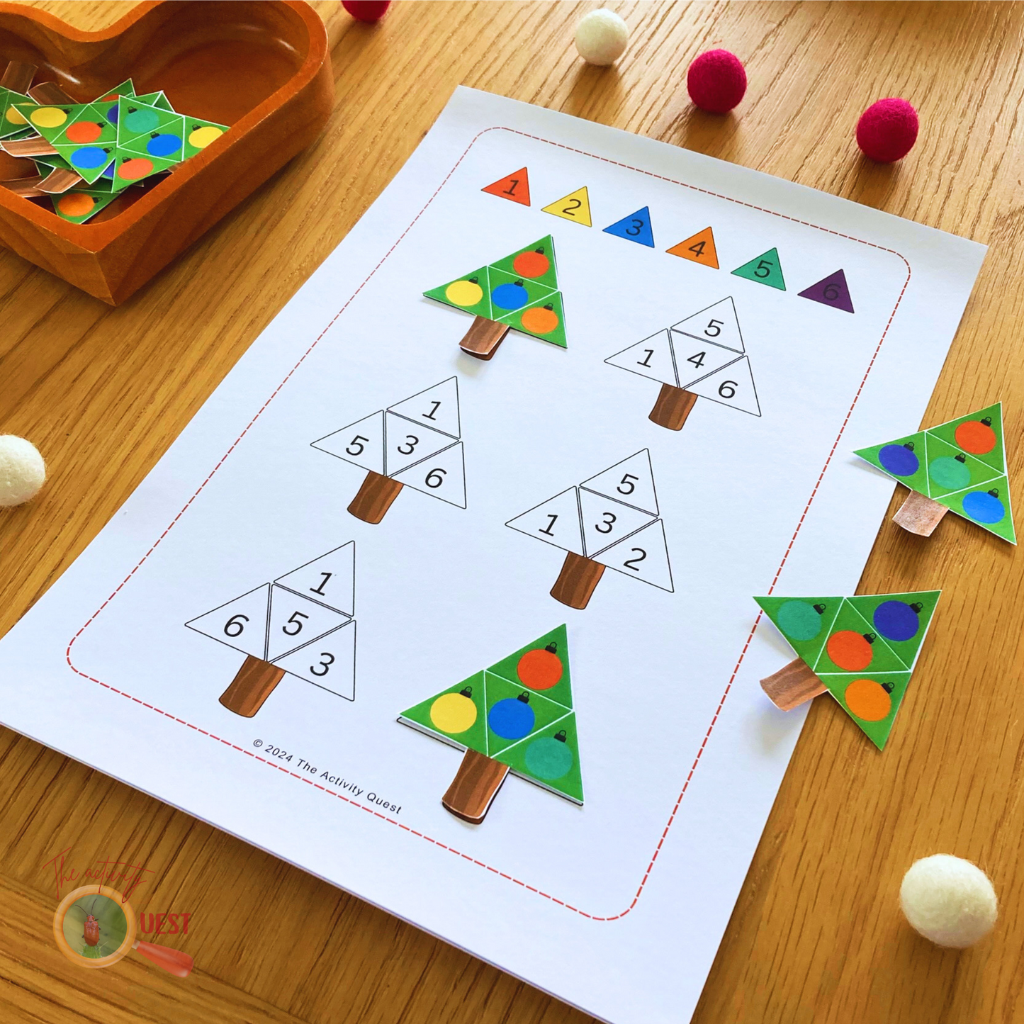 Christmas Tree Bauble Color and Number Matching Activity for Kids, Logical Thinking and Early Math Skills for Children, INSTANT DOWNLOAD PDF