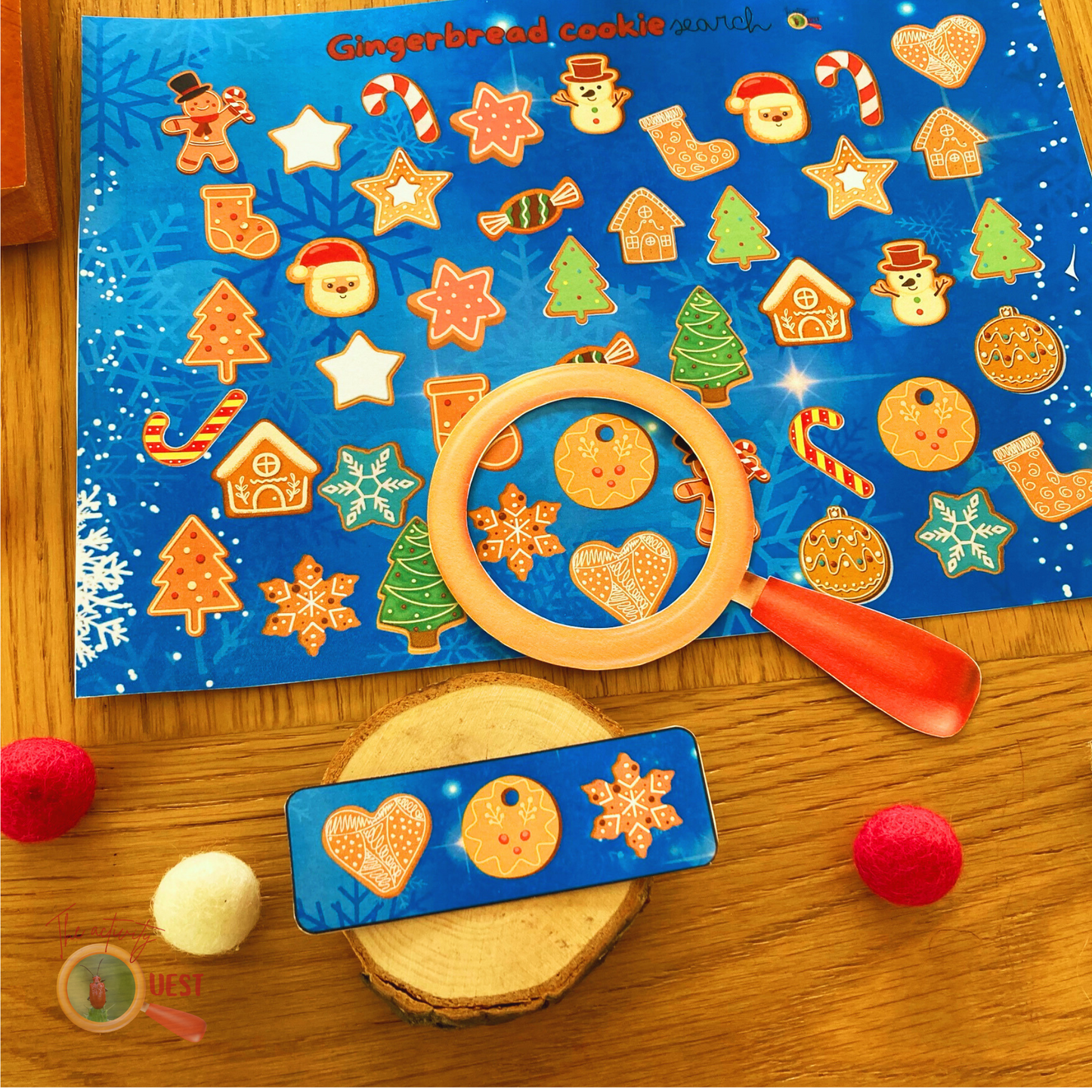 Christmas Gingerbread Cookie Search, Printable Logical Games for Children, Toddler Activity Pattern Shape Hunt for Kids INSTANT DOWNLOAD PDF