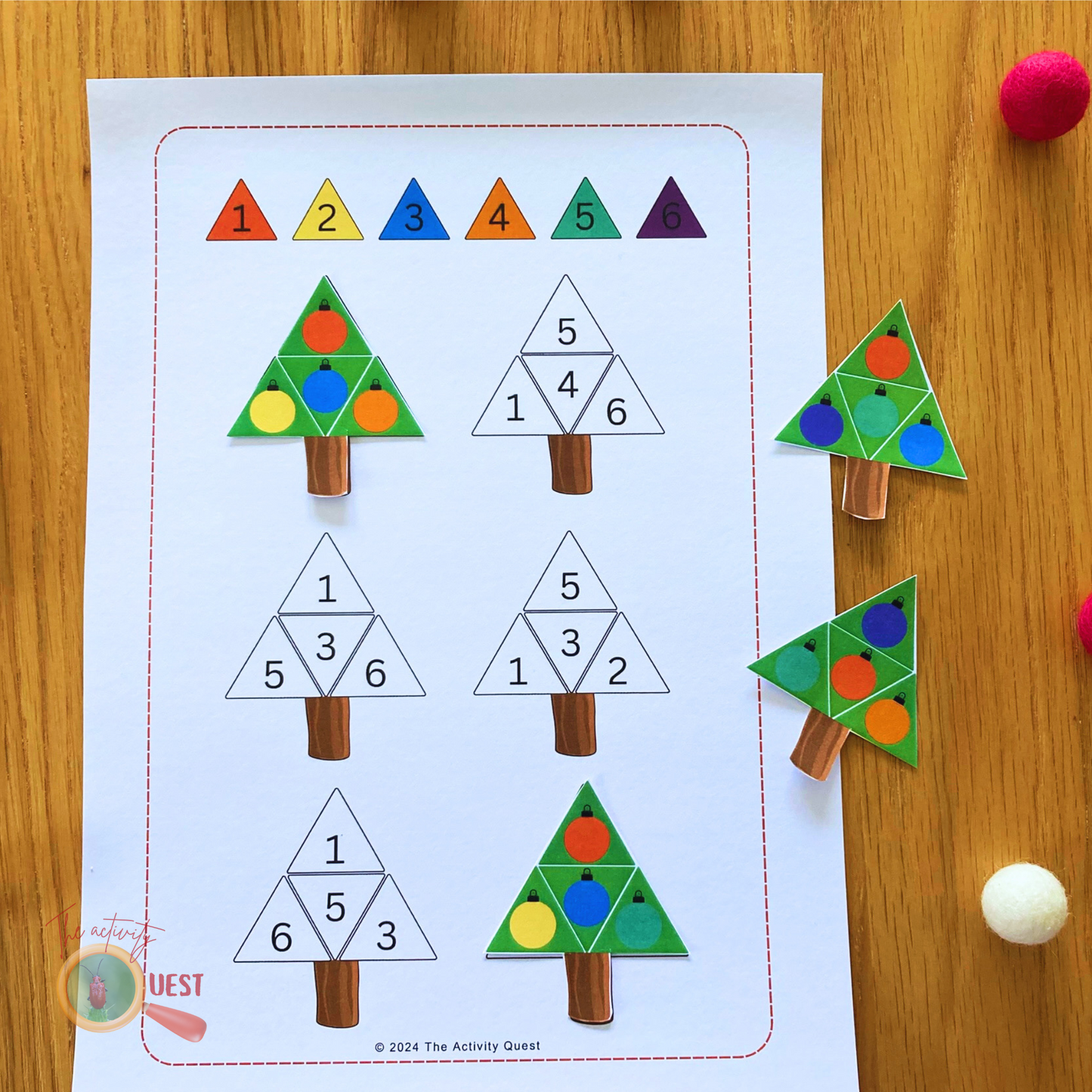 Christmas Tree Bauble Color and Number Matching Activity for Kids, Logical Thinking and Early Math Skills for Children, INSTANT DOWNLOAD PDF