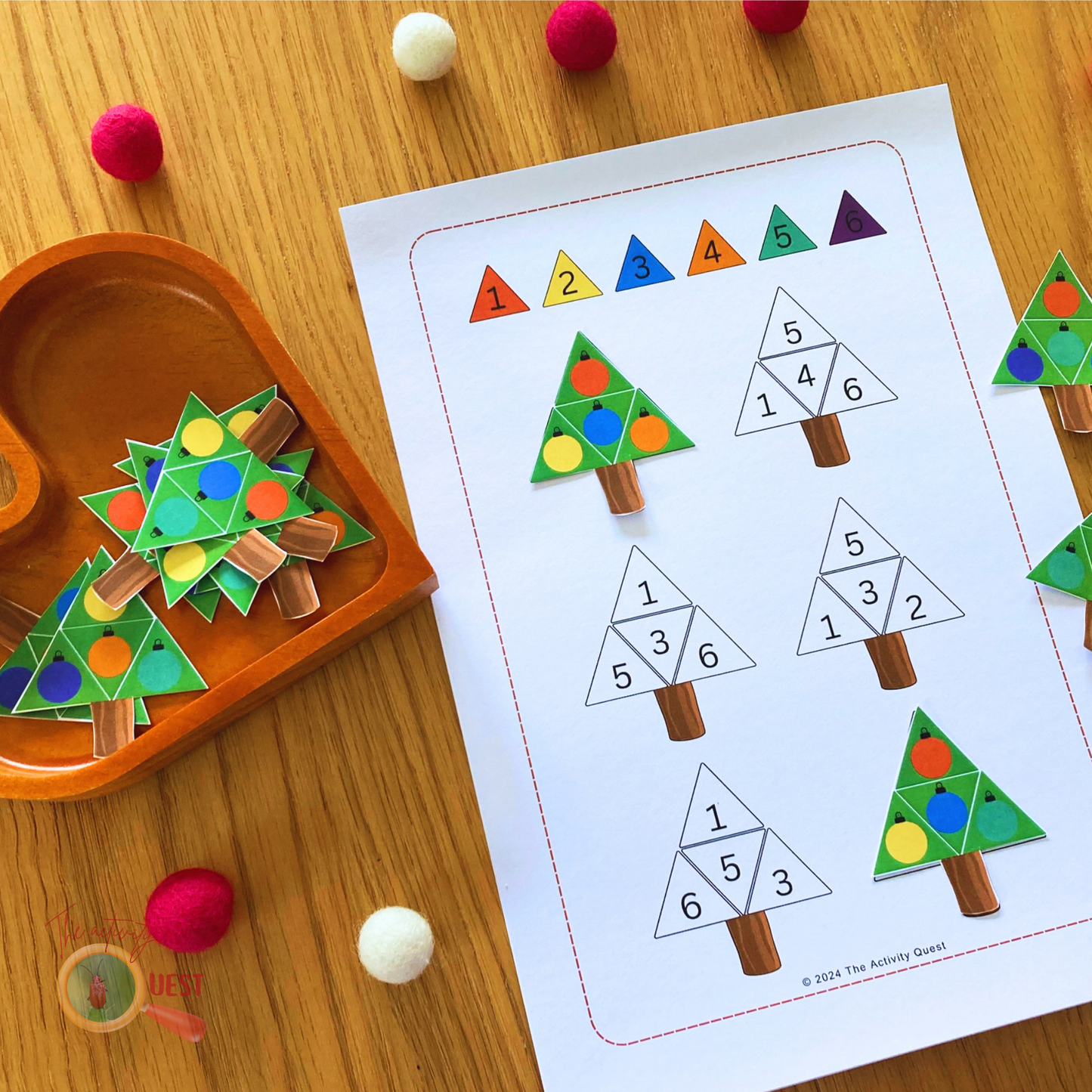 Christmas Tree Bauble Color and Number Matching Activity for Kids, Logical Thinking and Early Math Skills for Children, INSTANT DOWNLOAD PDF