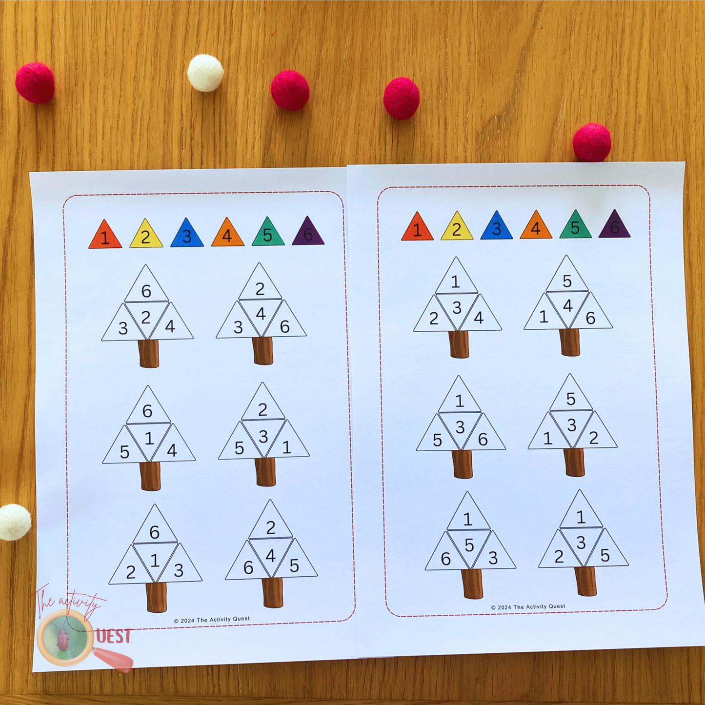 Christmas Tree Bauble Color and Number Matching Activity for Kids, Logical Thinking and Early Math Skills for Children, INSTANT DOWNLOAD PDF