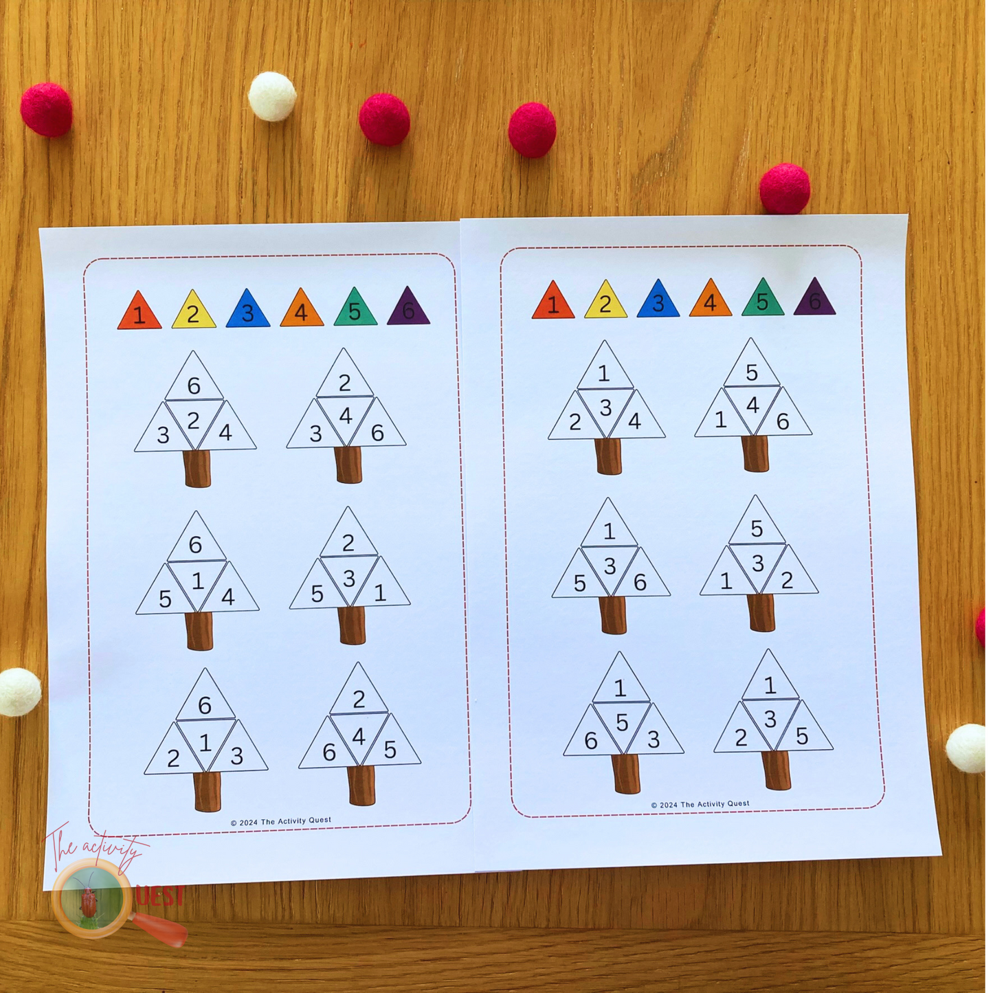 Christmas Tree Bauble Color and Number Matching Activity for Kids, Logical Thinking and Early Math Skills for Children, INSTANT DOWNLOAD PDF