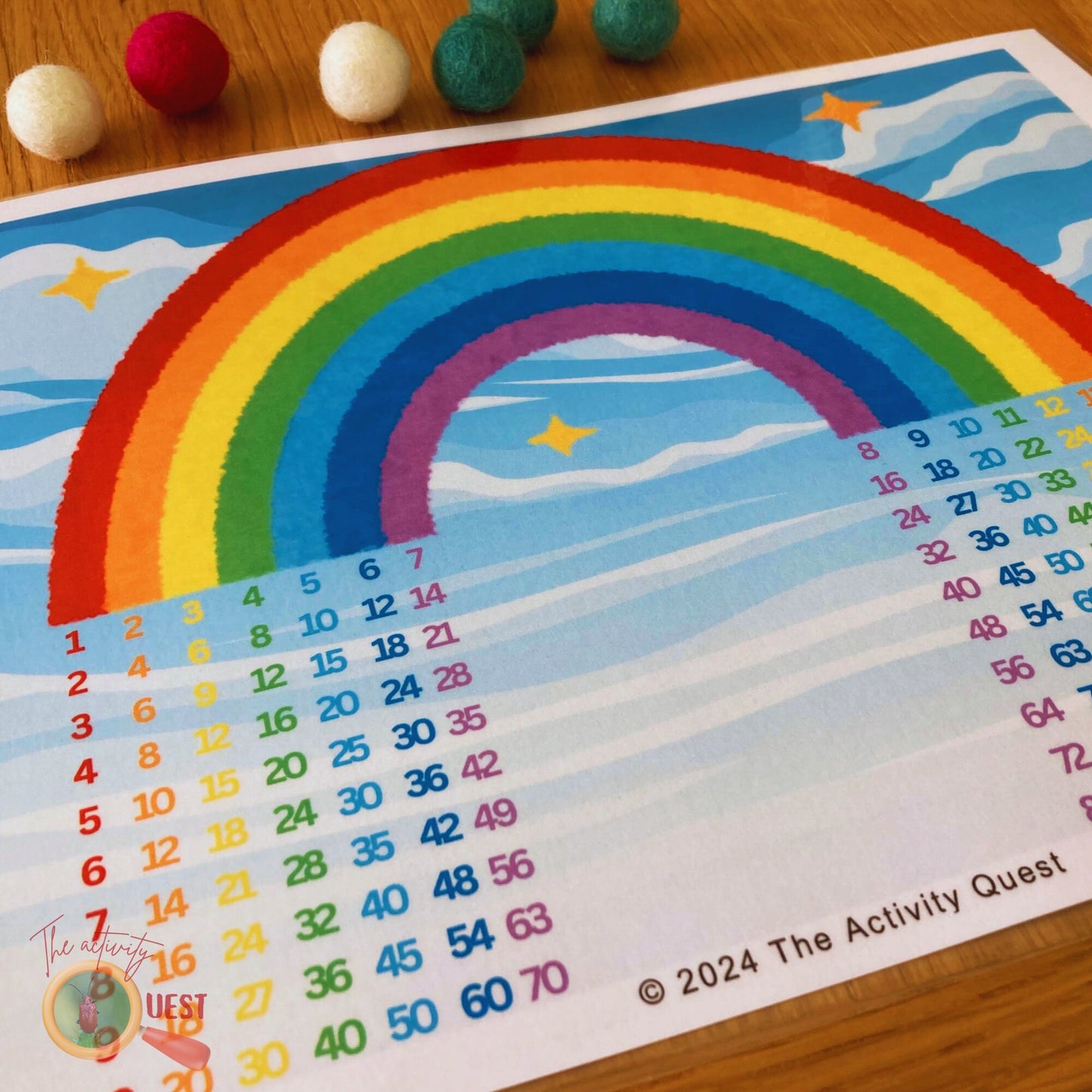 Skip counting Rainbow Printable, INSTANT DOWNLOAD PDF