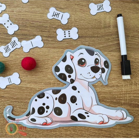 Feed the Doggy Printable Activity, Learn to Count Tally Marks and Dice while Feeding a Pet Game, Numbers 1 to 10 for Kids, INSTANT DOWNLOAD