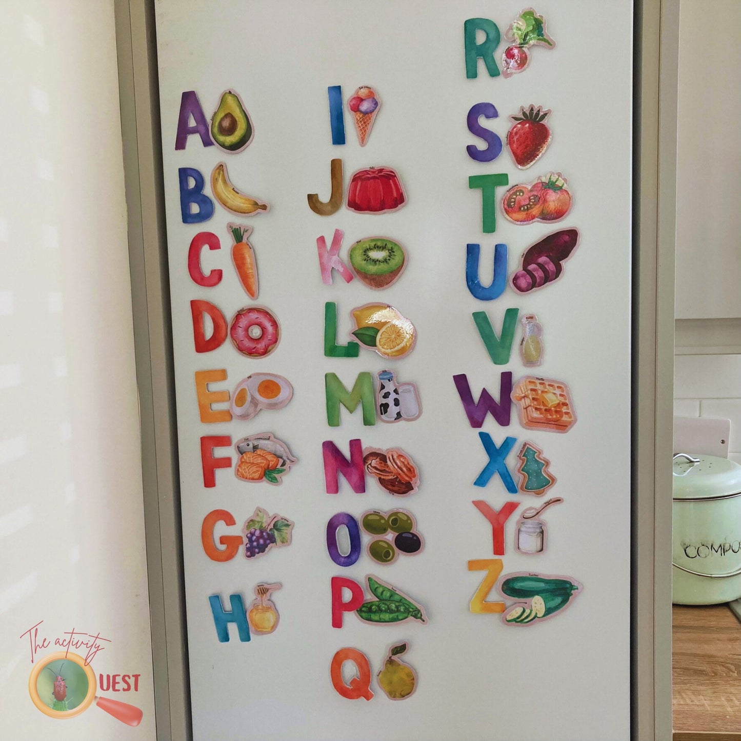 Alphabet Food Magnet Activity Printable, INSTANT DOWNLOAD PDF