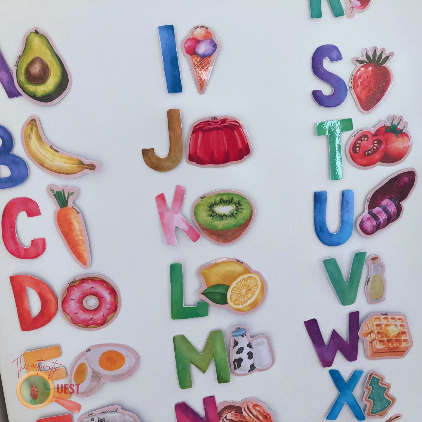 Alphabet Food Magnet Activity Printable, INSTANT DOWNLOAD PDF