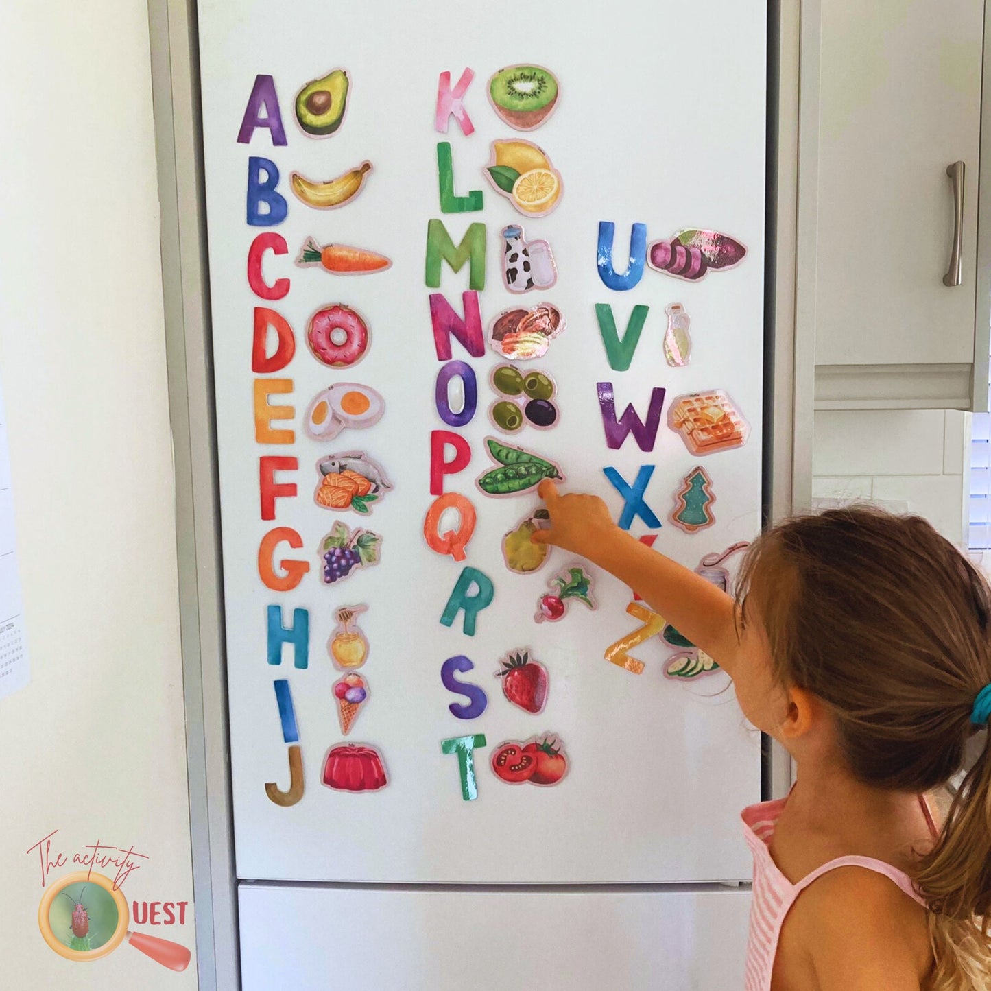 Alphabet Food Magnet Activity Printable, INSTANT DOWNLOAD PDF