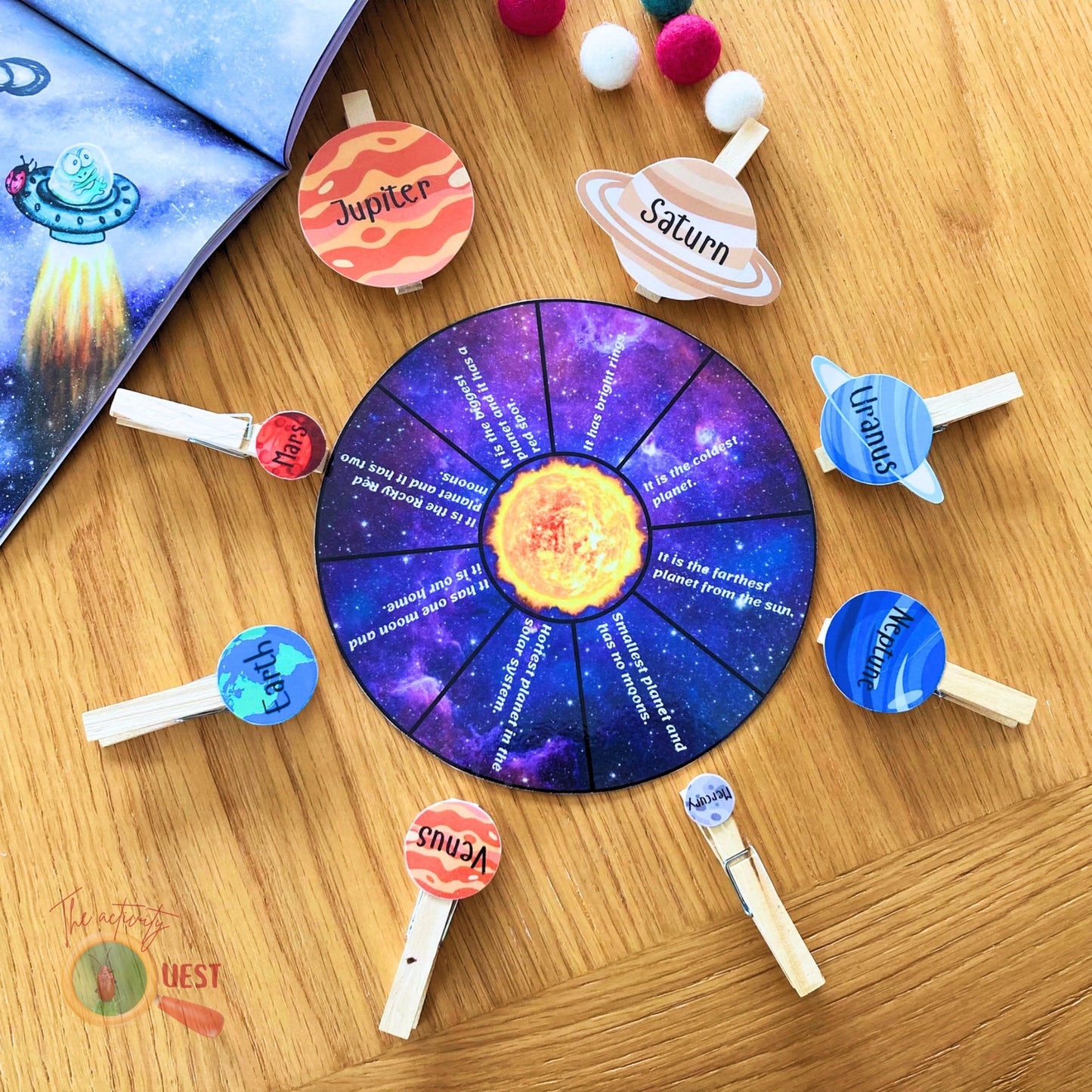 Solar System Learning Matching Activity for Kids, INSTANT DOWNLOAD PDF