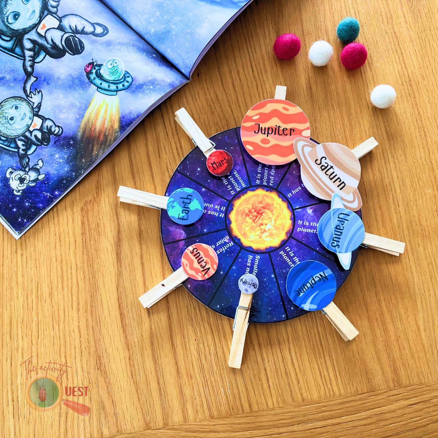 Solar System Learning Matching Activity for Kids, INSTANT DOWNLOAD PDF