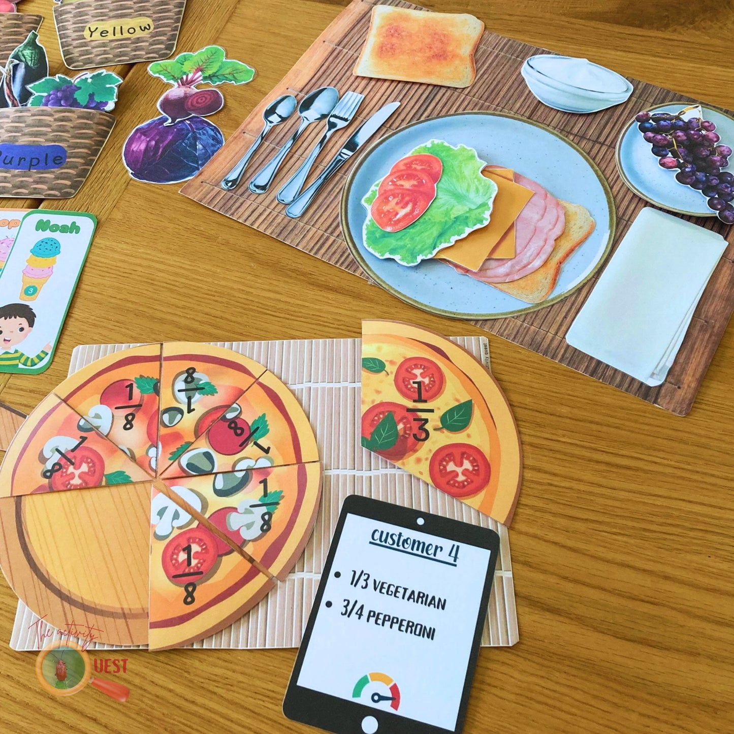 Kitchen Imaginative Play BUNDLE, Prepare your Meal, Ice creams, Pizza and Fruits and Vegetables Sorting Baskets, INSTANT DOWNLOAD PDF