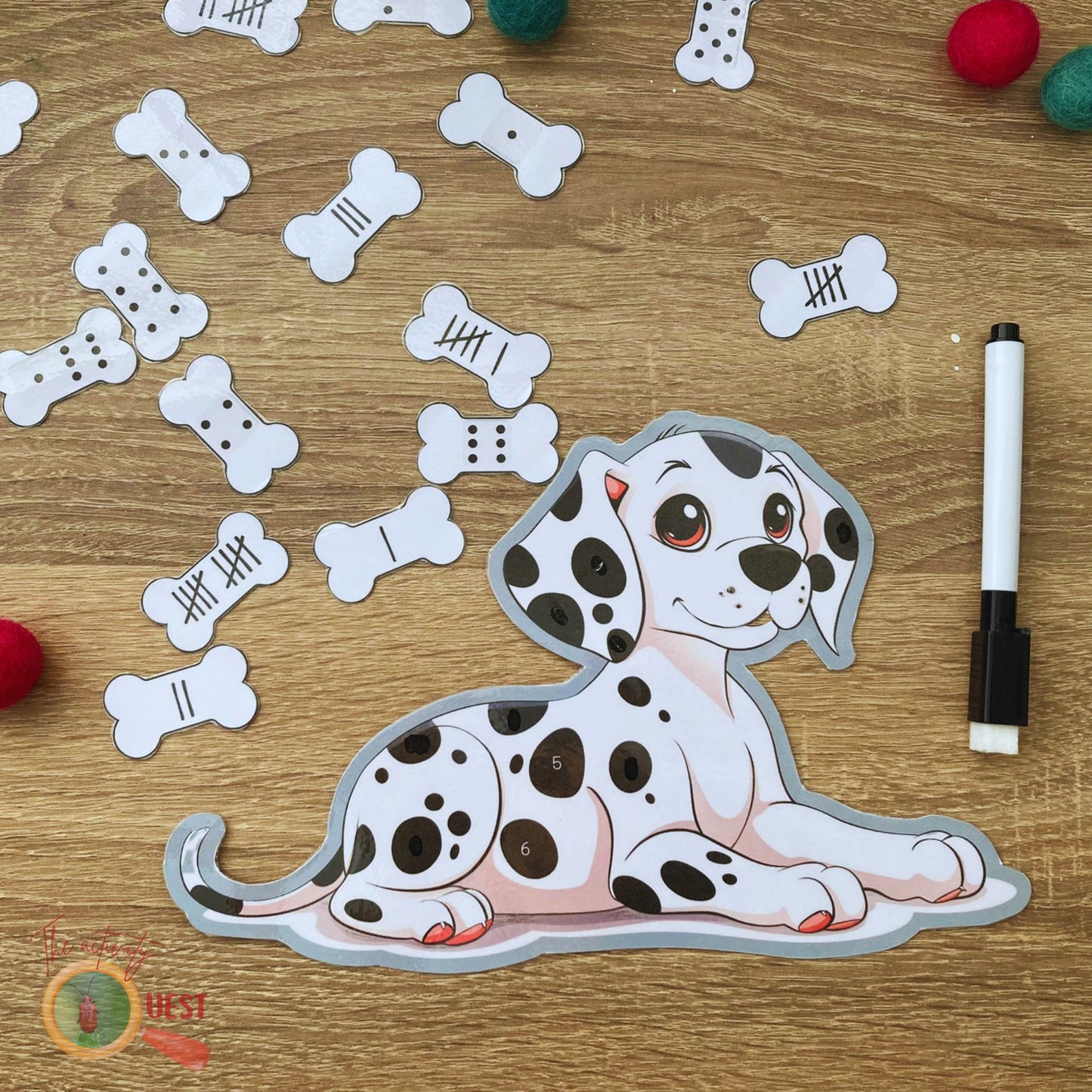 Feed the Doggy Printable Activity, Learn to Count Tally Marks and Dice while Feeding a Pet Game, Numbers 1 to 10 for Kids, INSTANT DOWNLOAD