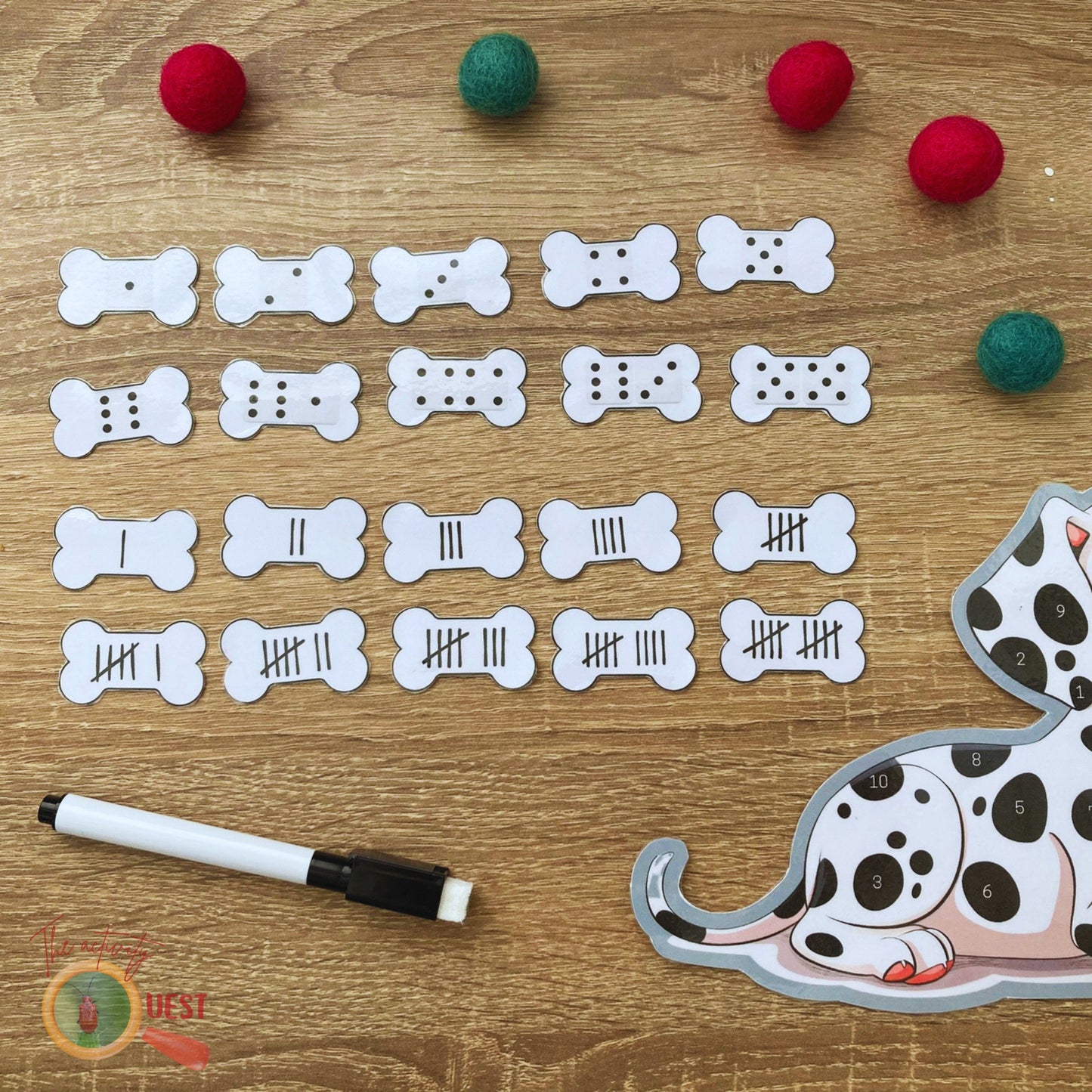 Feed the Doggy Printable Activity, Learn to Count Tally Marks and Dice while Feeding a Pet Game, Numbers 1 to 10 for Kids, INSTANT DOWNLOAD