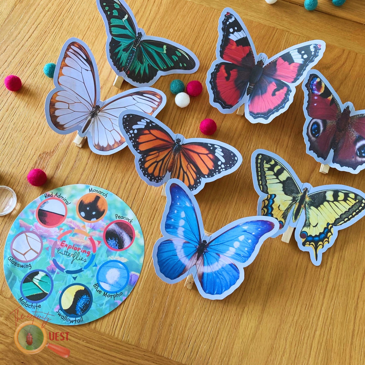 Butterfly Matching Printable, Flapping Butterflies Craft and Patterns Learning Game for Kids,, INSTANT DOWNLOAD