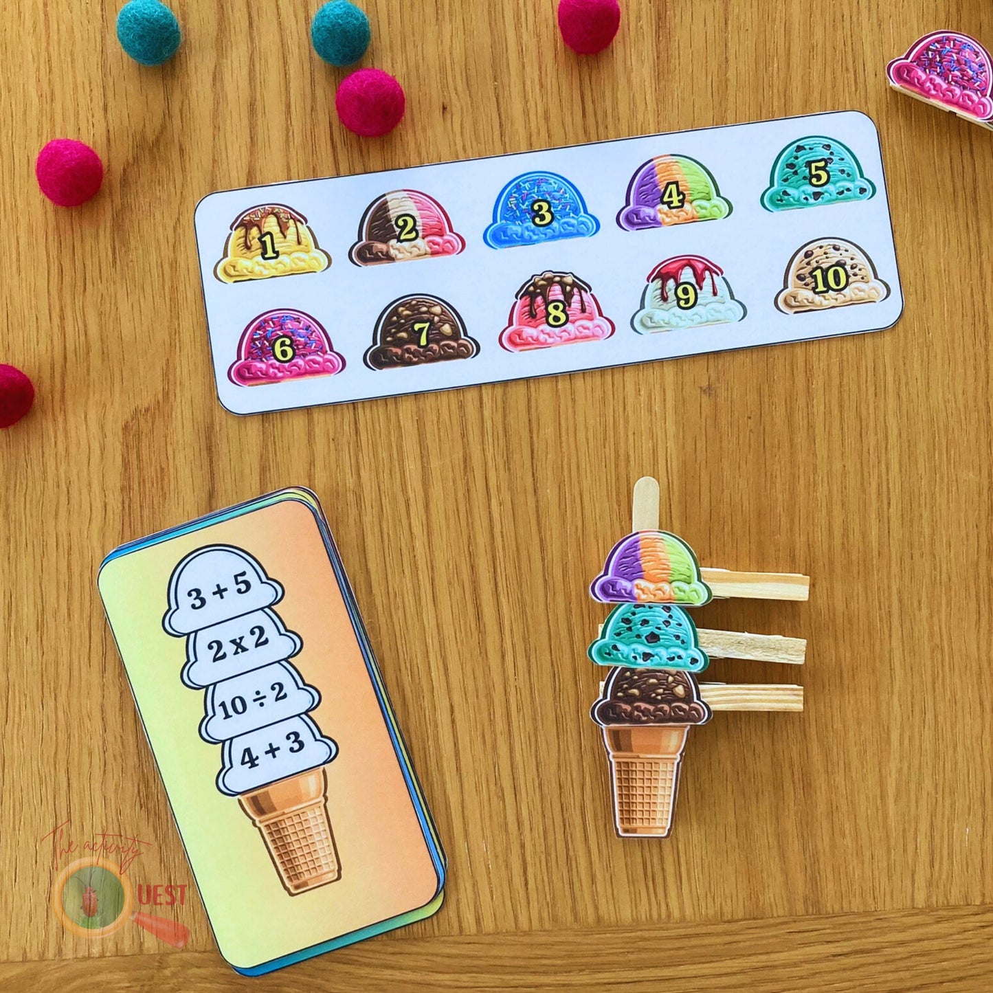 Build your Ice Cream Math Printable Game, Maths 10 different Flavors Ice Cream Scoops Activity Children Pretend play, INSTANT DOWNLOAD PDF