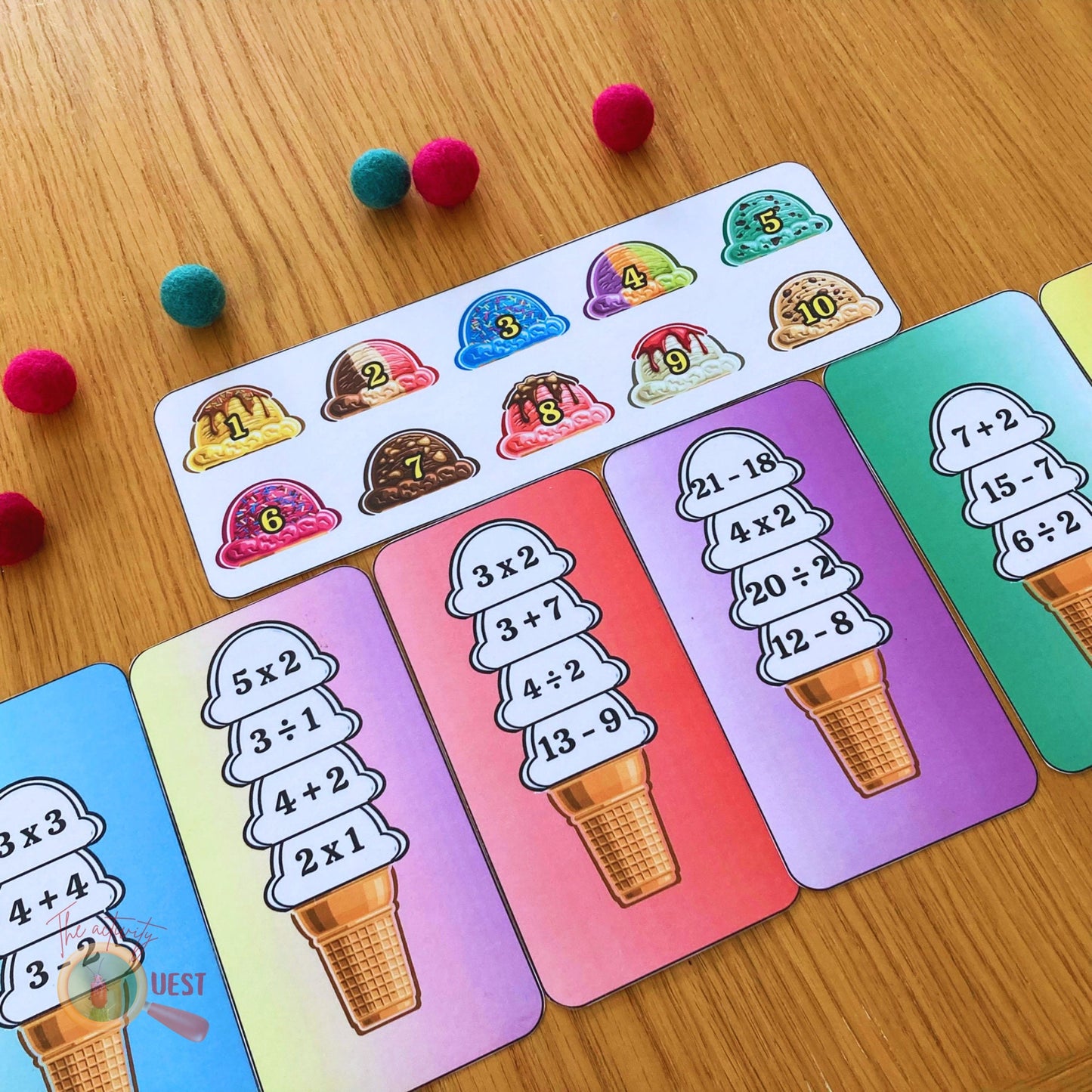 Build your Ice Cream Math Printable Game, Maths 10 different Flavors Ice Cream Scoops Activity Children Pretend play, INSTANT DOWNLOAD PDF