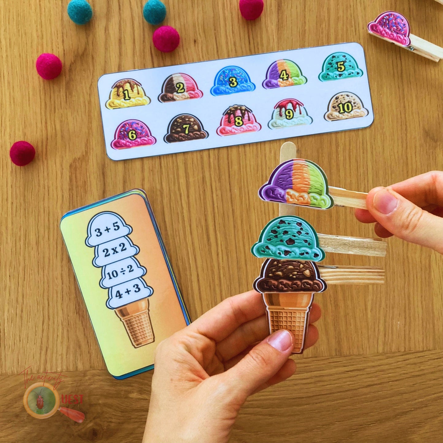 Build your Ice Cream Math Printable Game, Maths 10 different Flavors Ice Cream Scoops Activity Children Pretend play, INSTANT DOWNLOAD PDF