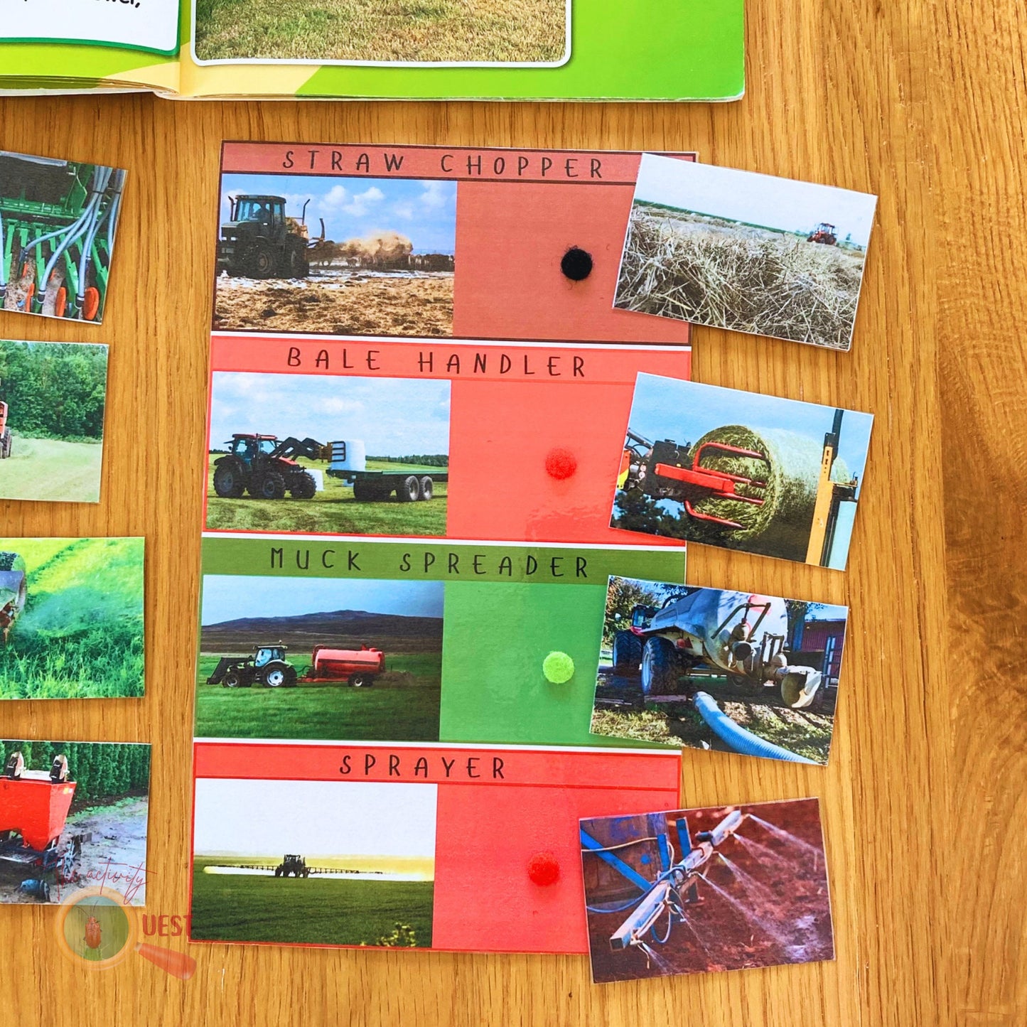 12 Tractor Attachments Identification for Children Printable, Farm Machines Matching Game, INSTANT DOWNLOAD