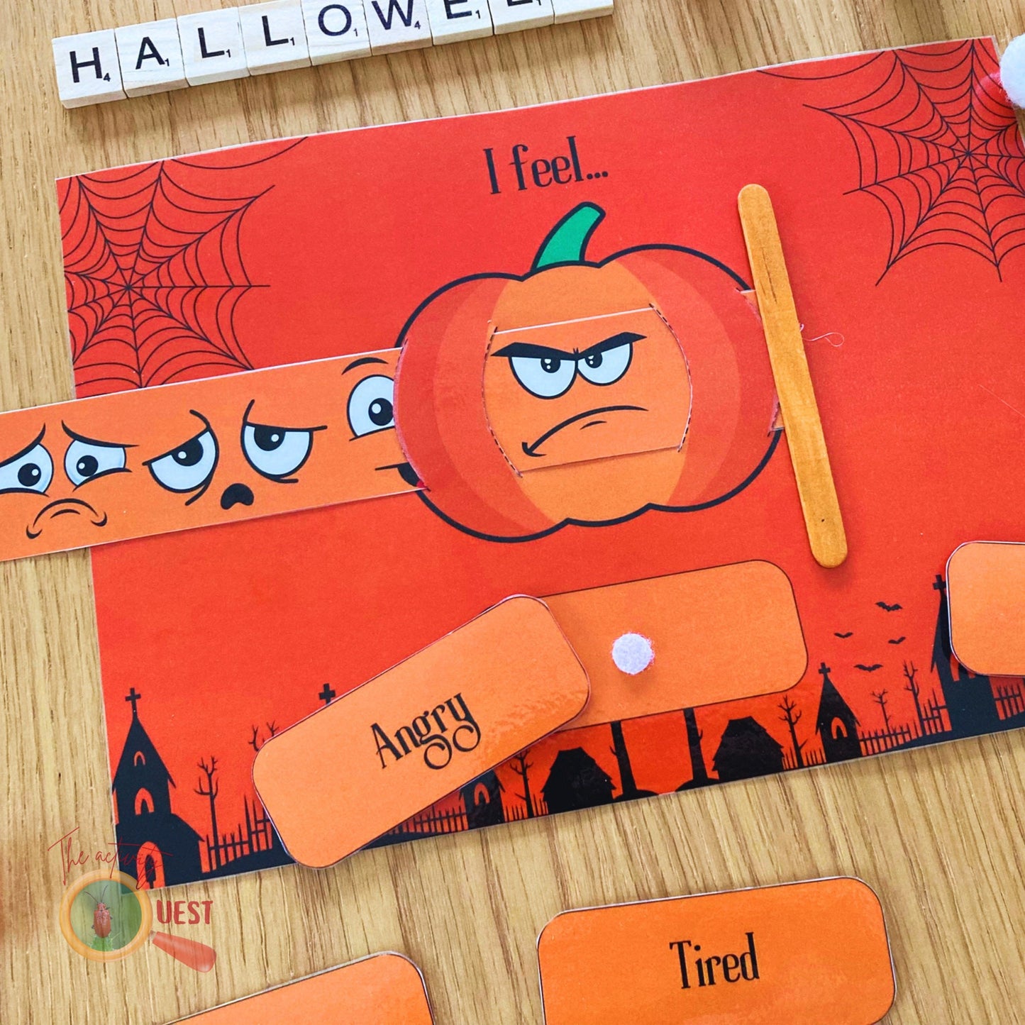 HALLOWEEN Emotions and Feelings Pumpkin Printable Activity, 4 Different Moods Social Learning INSTANT DOWNLOAD PDF