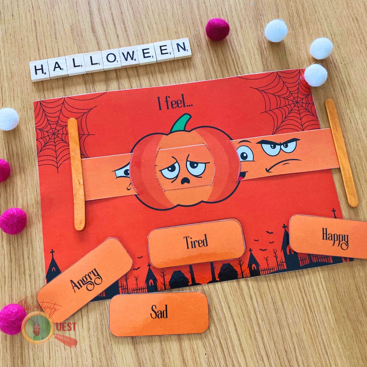 HALLOWEEN Emotions and Feelings Pumpkin Printable Activity, 4 Different Moods Social Learning INSTANT DOWNLOAD PDF