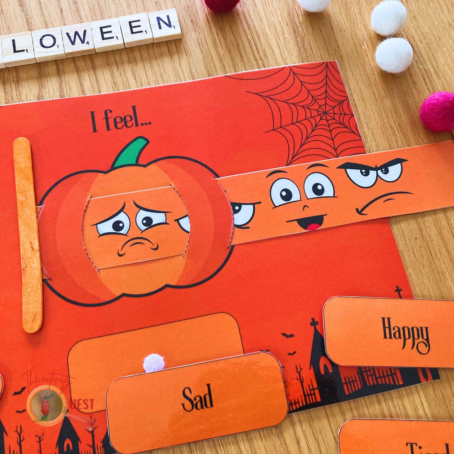 HALLOWEEN Emotions and Feelings Pumpkin Printable Activity, 4 Different Moods Social Learning INSTANT DOWNLOAD PDF