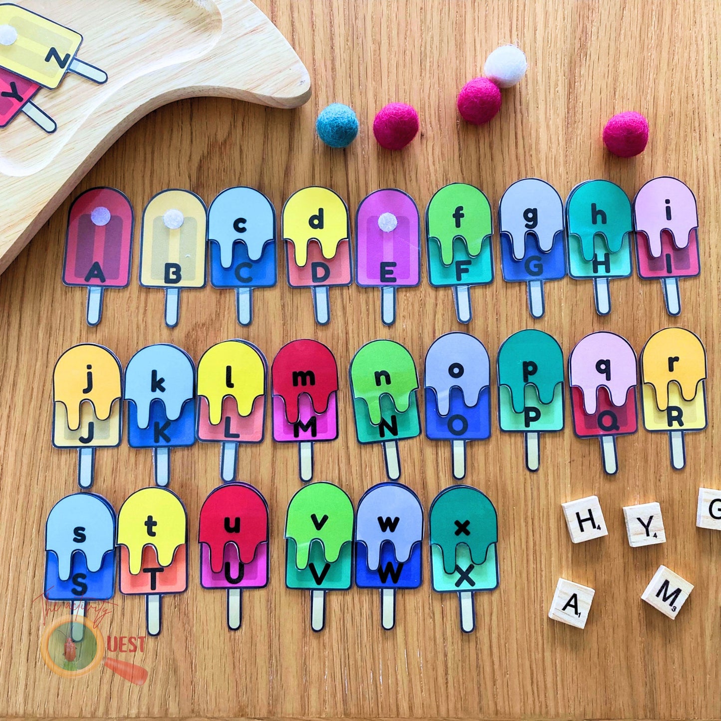 Lowercase and Uppercase Ice Pop Learning Activity, INSTANT DOWNLOAD PDF