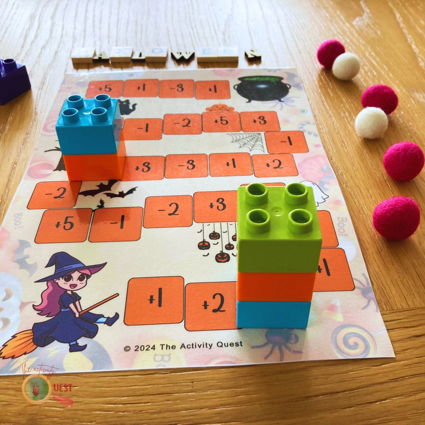 HALLOWEEN Building Blocks Printable Game, Addition and Subtraction Math Activity for Kids, INSTANT DOWNLOAD PDF