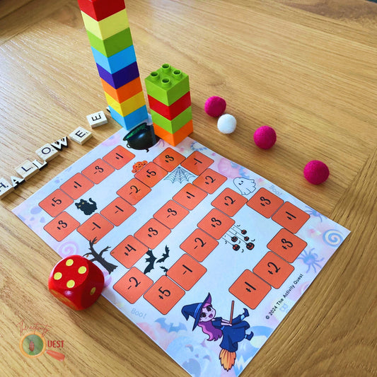 HALLOWEEN Building Blocks Printable Game, Addition and Subtraction Math Activity for Kids, INSTANT DOWNLOAD PDF